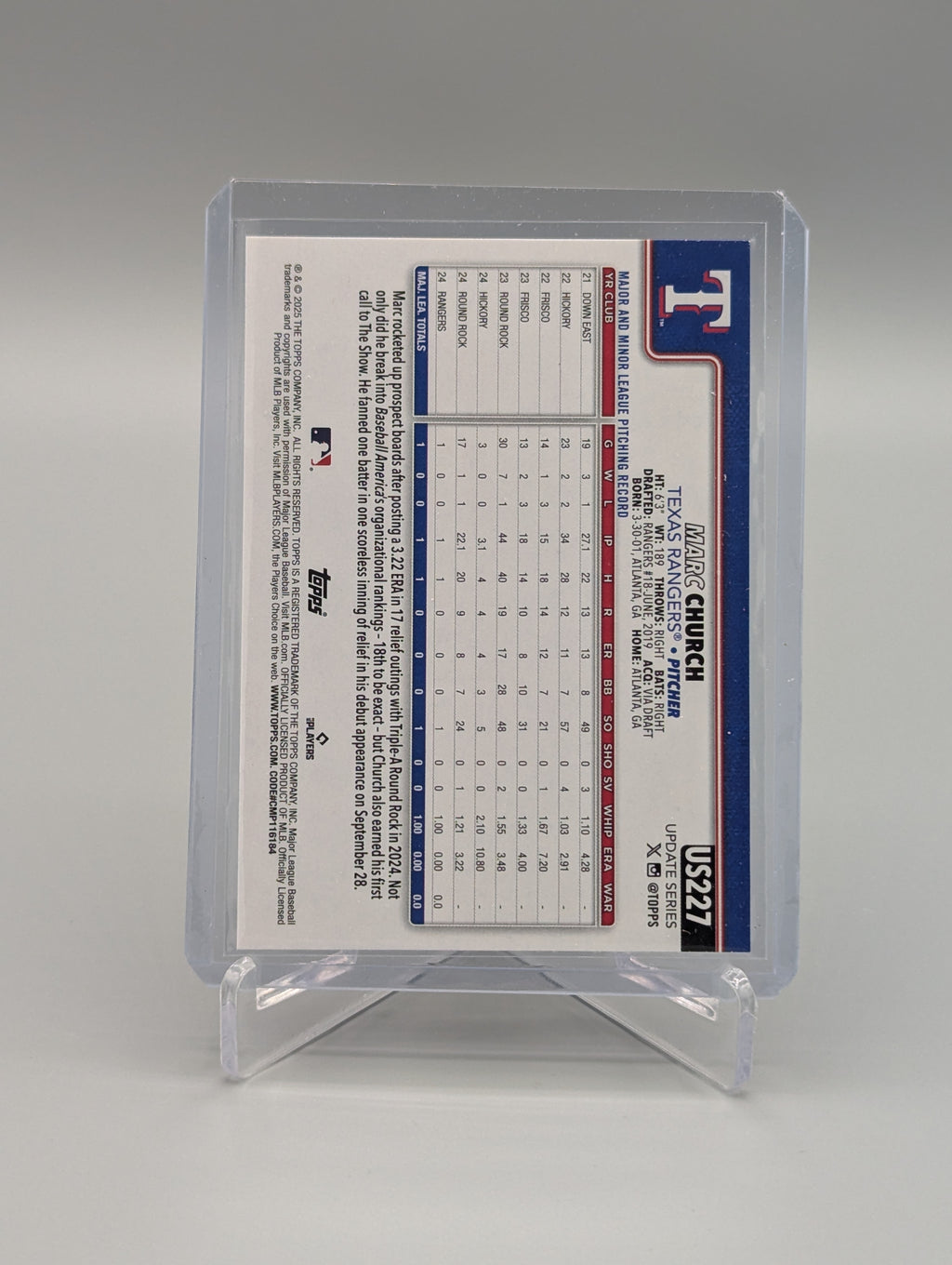 2025 Topps Update Sandglitter Foil #US227 Marc Church RC Rangers