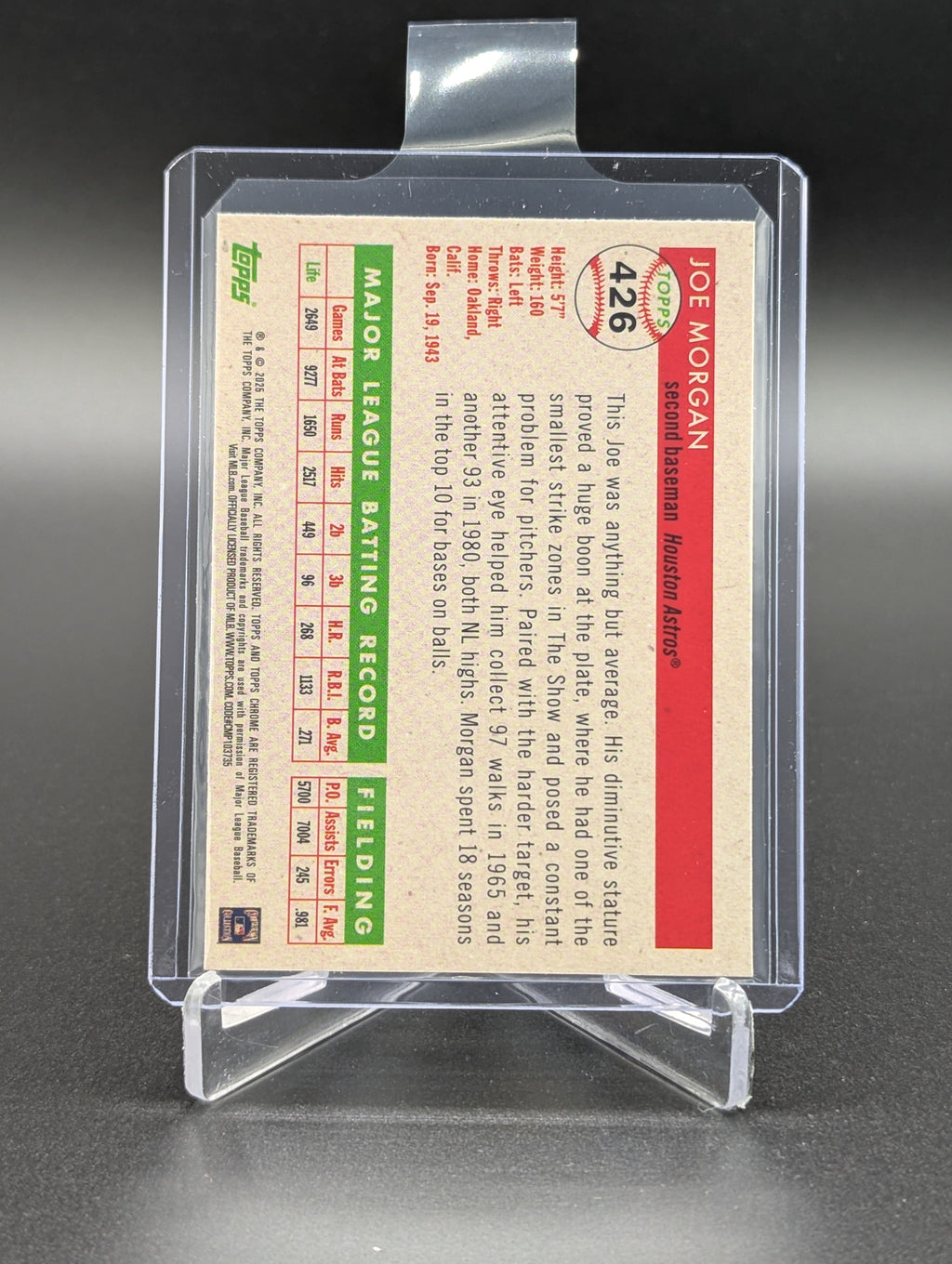 2025 Topps Chrome Platinum Topps Refractor /499 #426 Joe Morgan