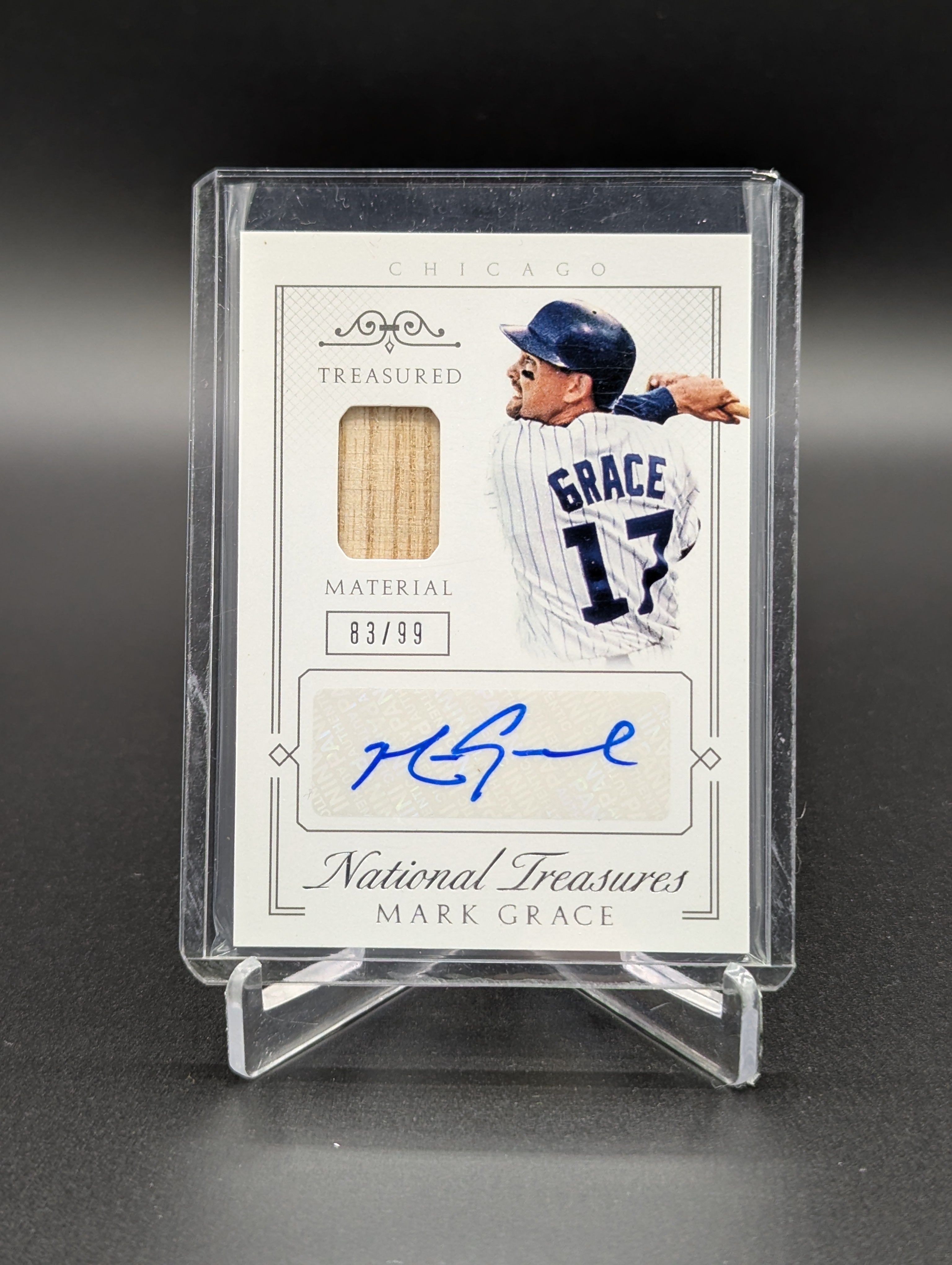 2015 National Treasures Treasured Material Auto /99 #65 Mark Grace Cubs