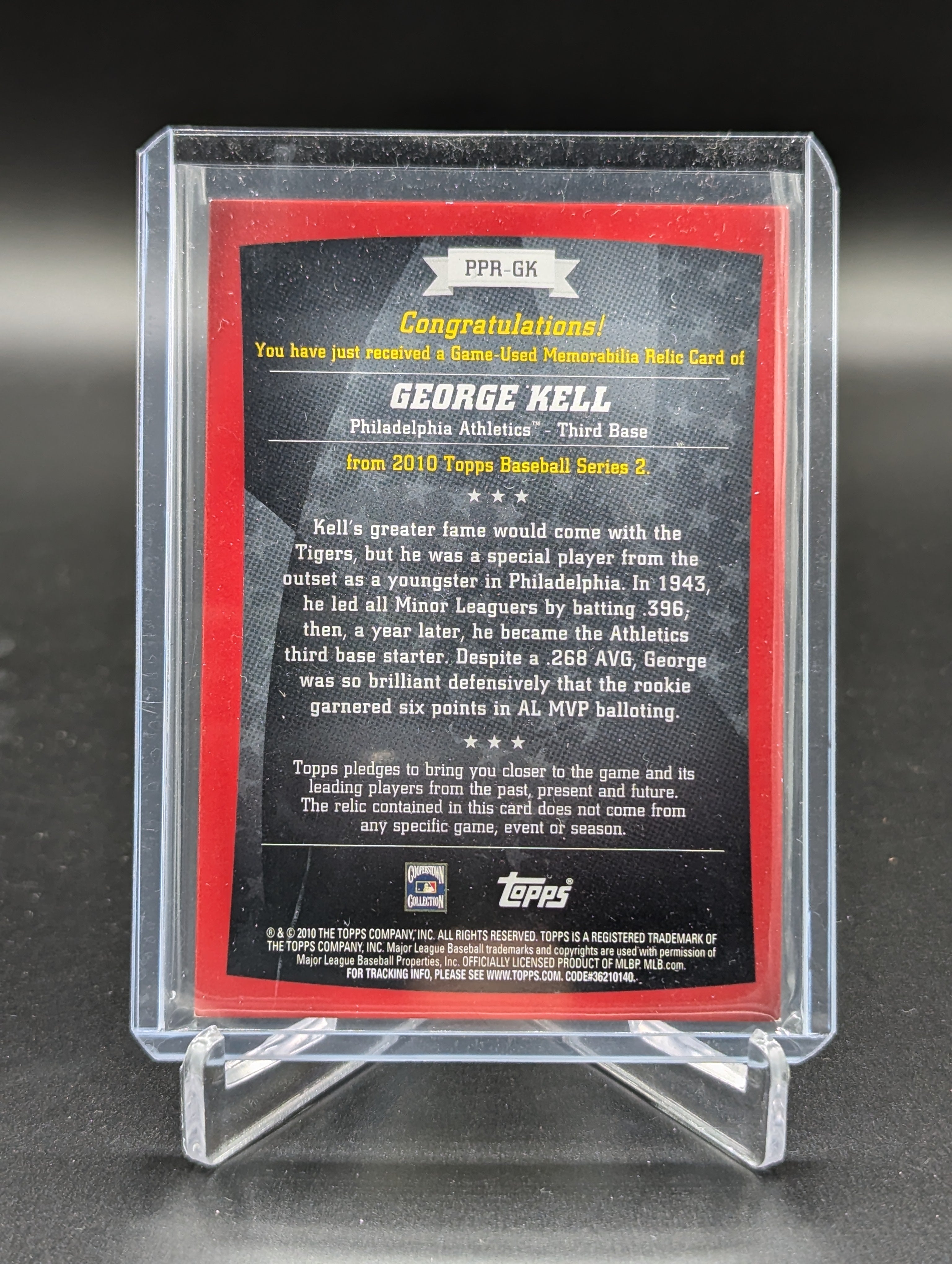 2010 Topps Peak Performance Relic #PPR-GK George Kell A's Athletics