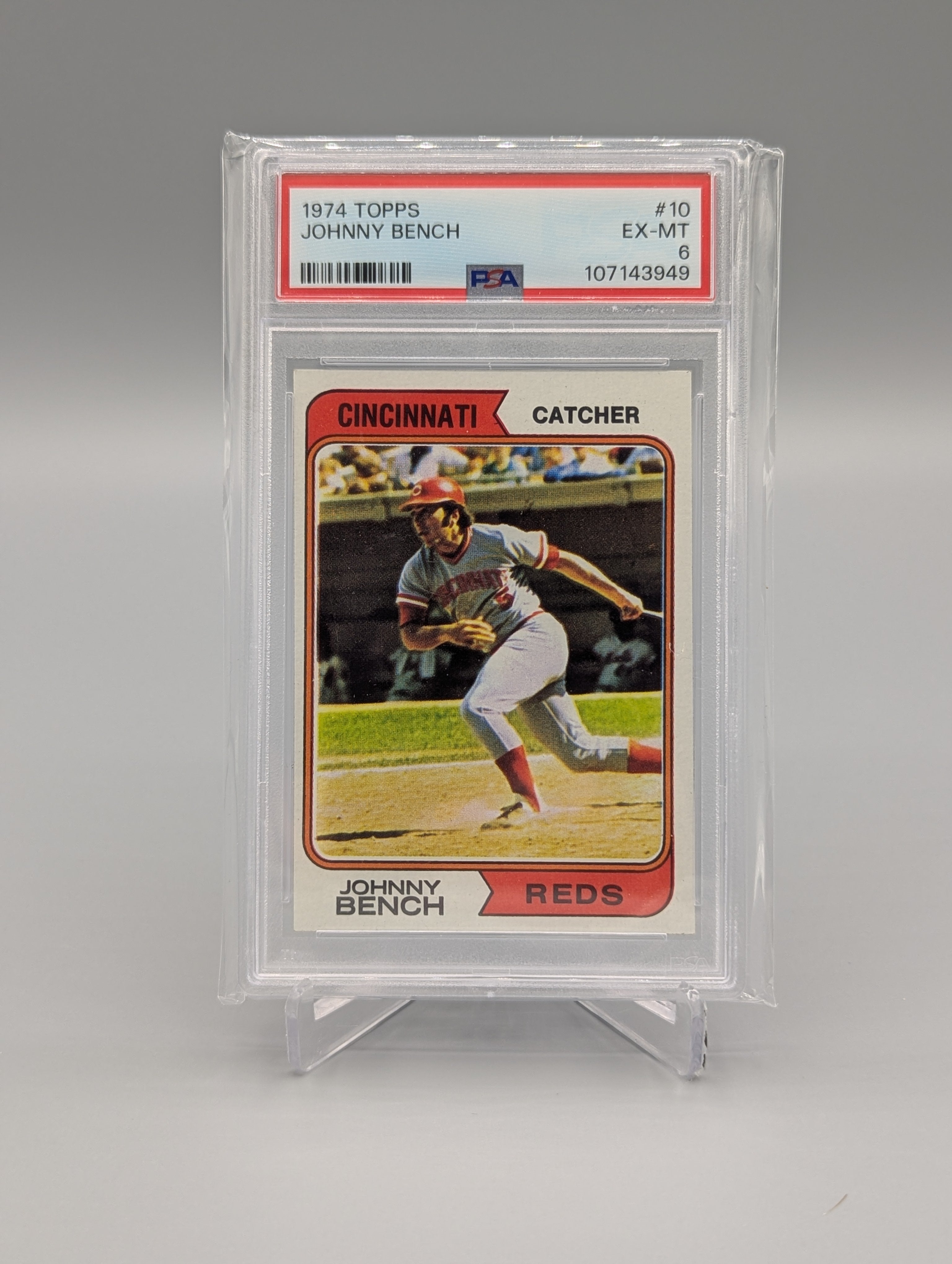 1974 Topps #10 Johnny Bench PSA 6 Reds