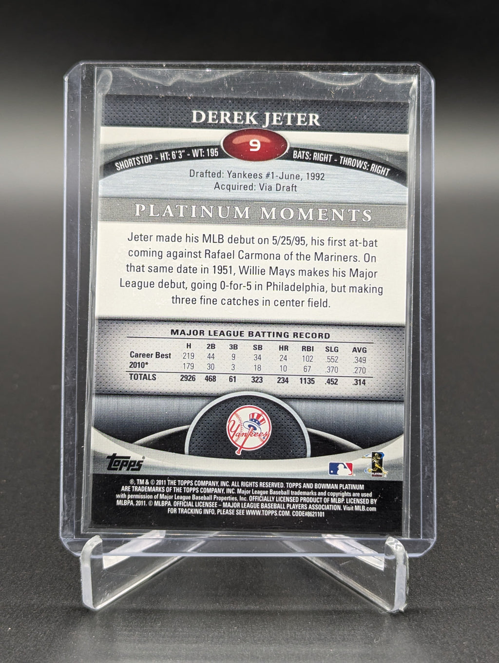 2011 Bowman Platinum Emerald #9 Derek Jeter Yankees