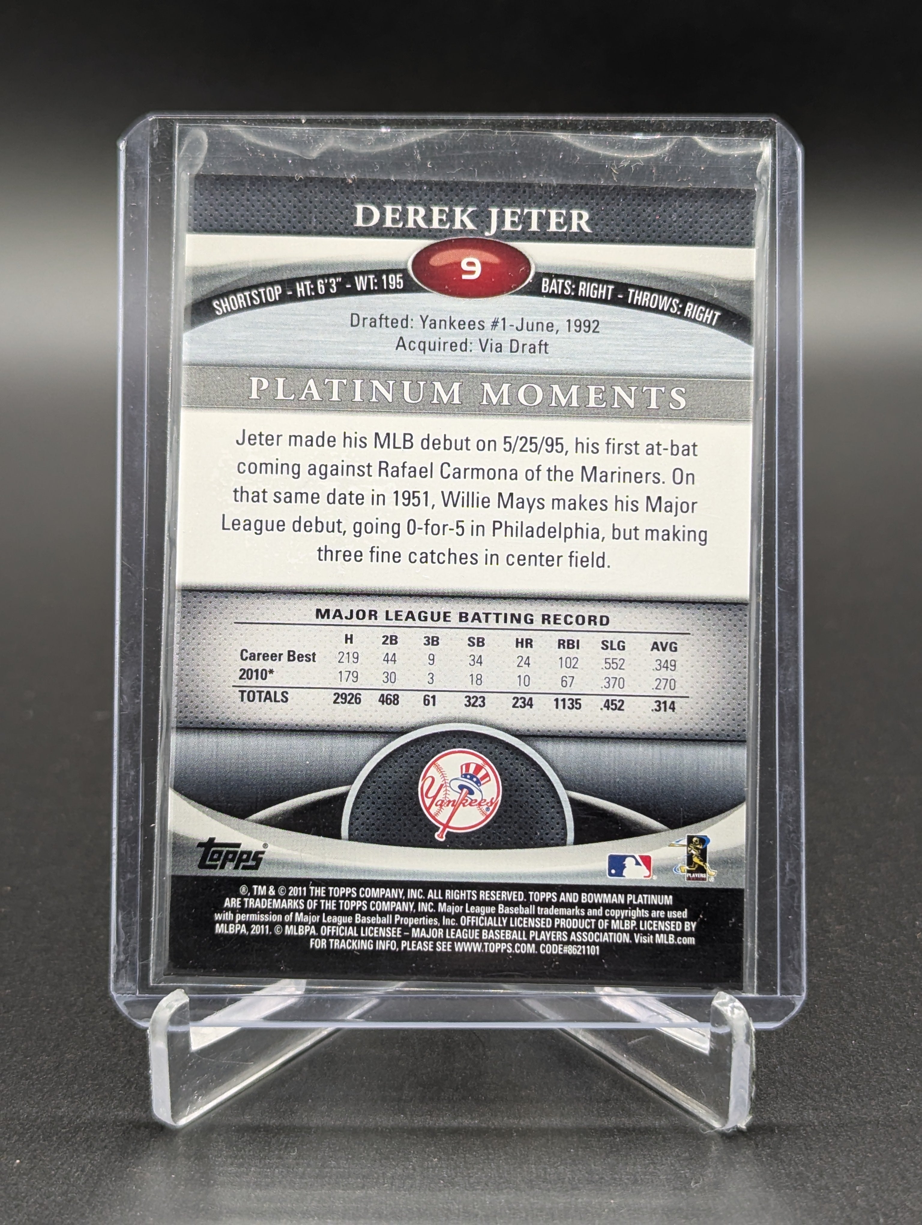 2011 Bowman Platinum Emerald #9 Derek Jeter Yankees