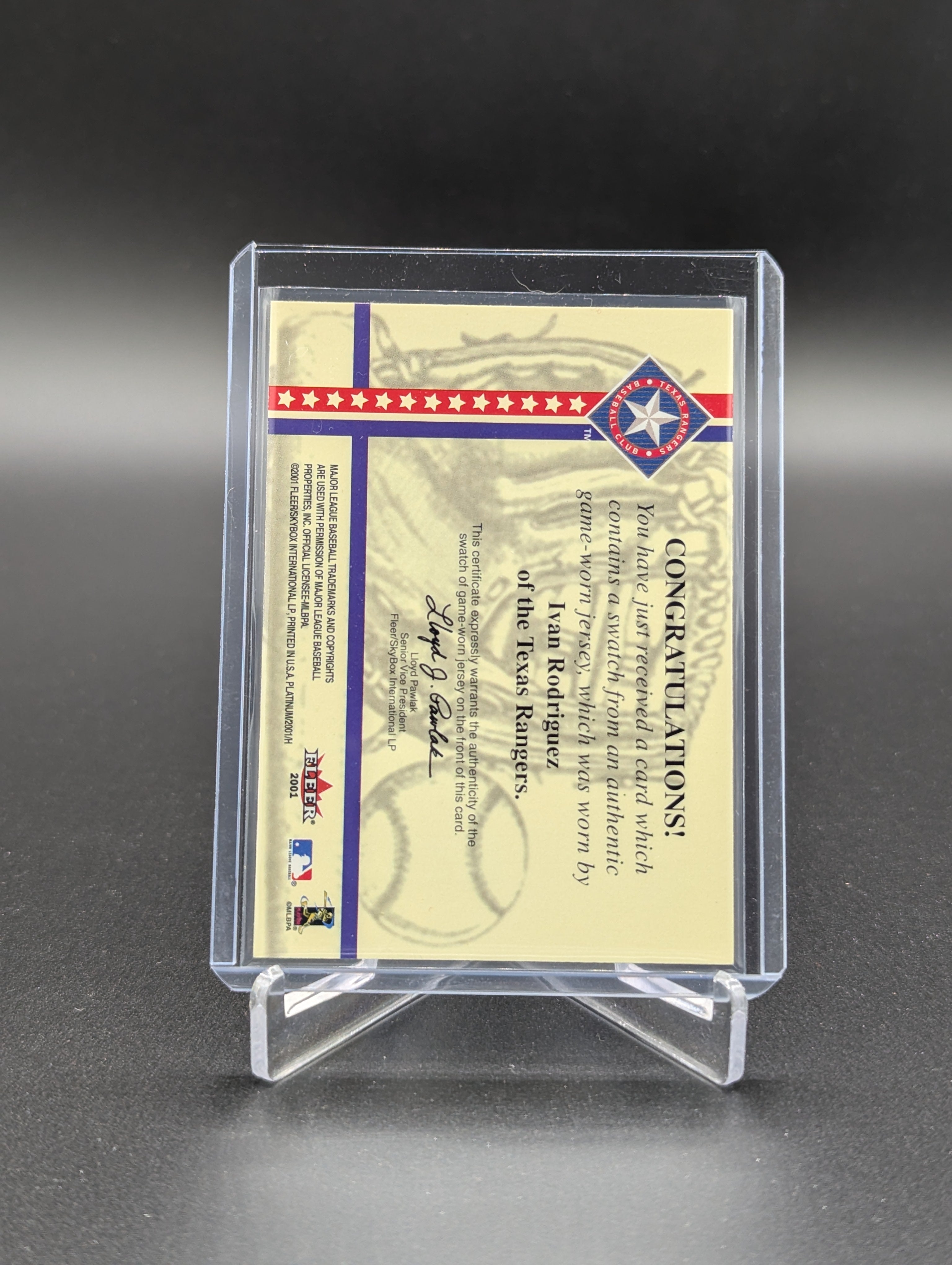 2001 Fleer Platinum National Patch Time Ivan Rodriguez Rangers