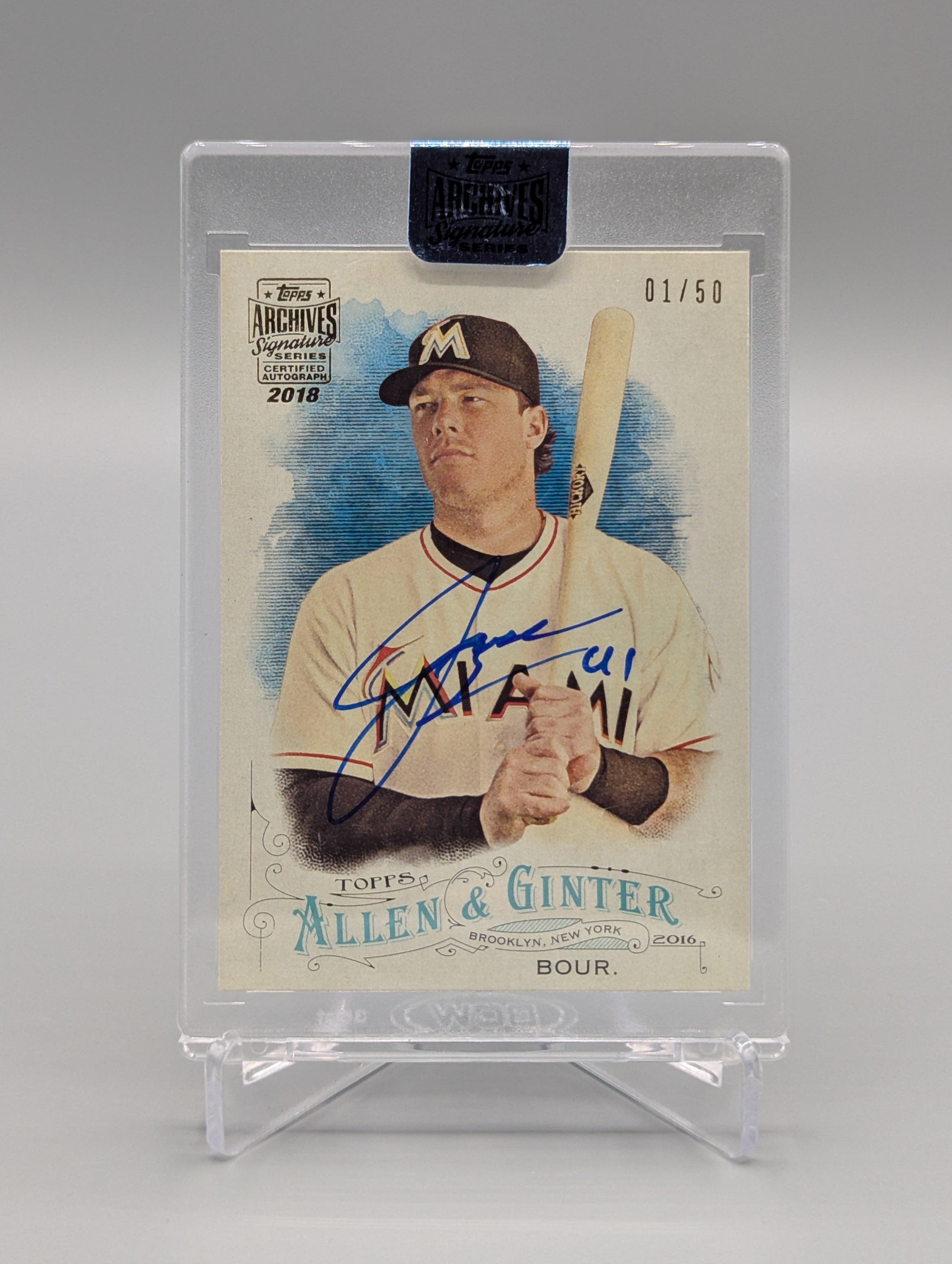 2018 Topps Archives Auto Justin Bour #/50 Marlins