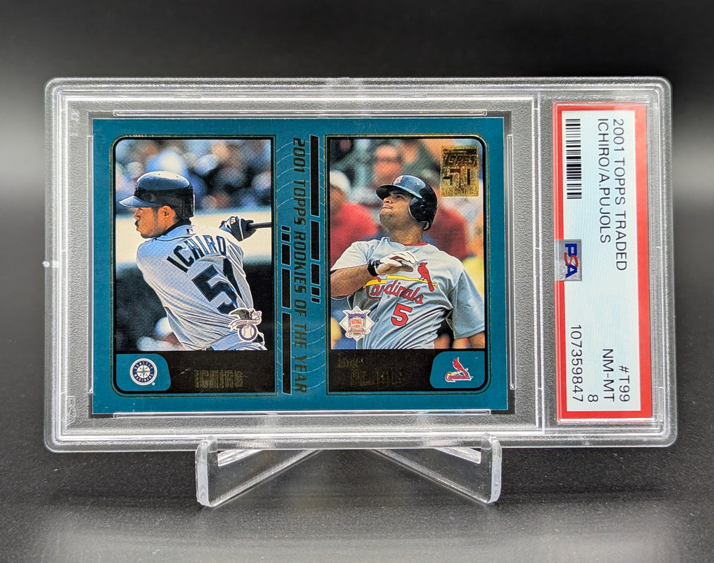 2001 Topps Traded #T99 Ichiro Albert Pujols RC PSA 8