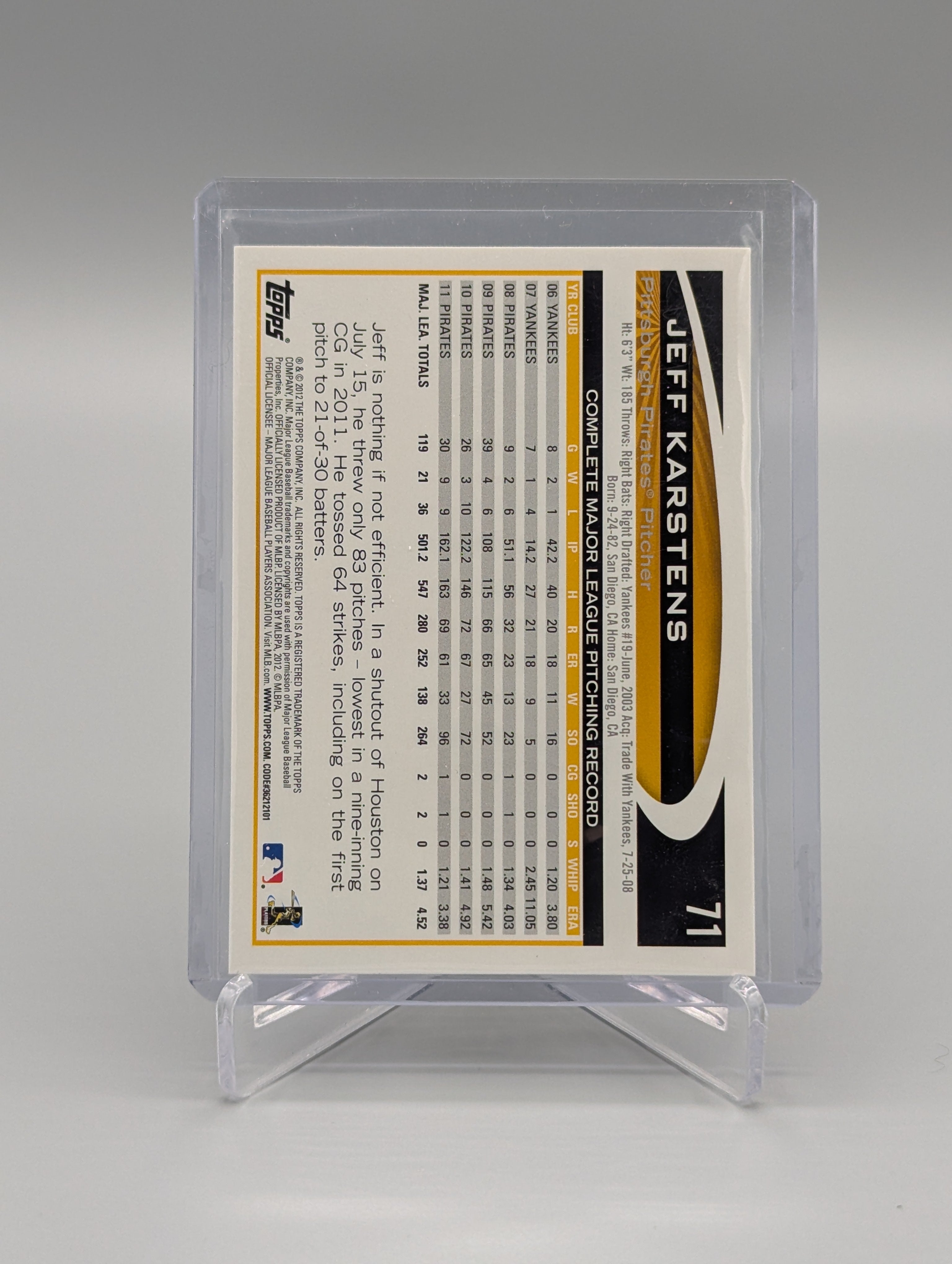 2022 Topps Gold Sparkle #71 Jeff Karstens Pirates