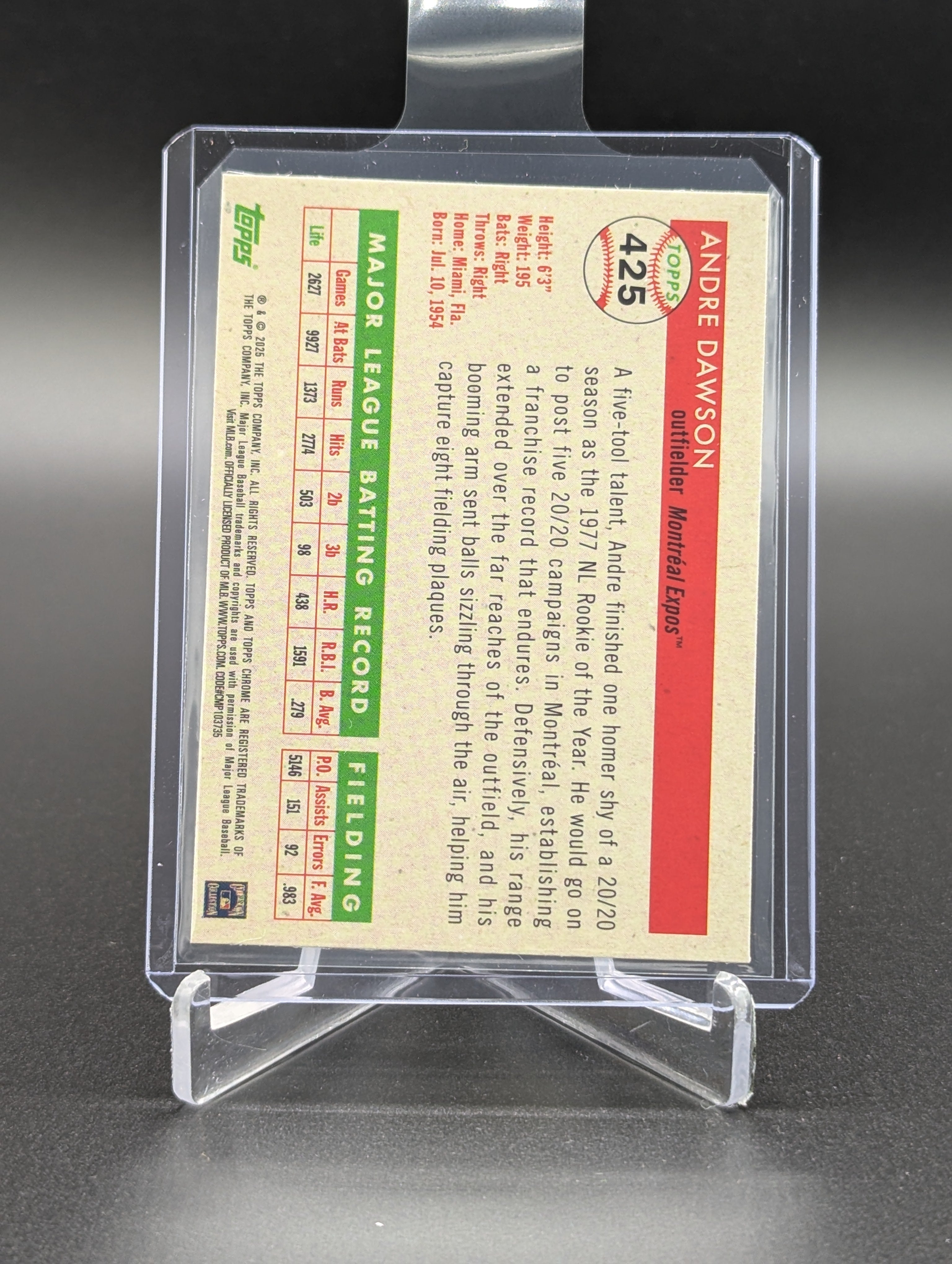 2025 Topps Chrome Platinum Blue Vibration /150 #425 Andre Dawson