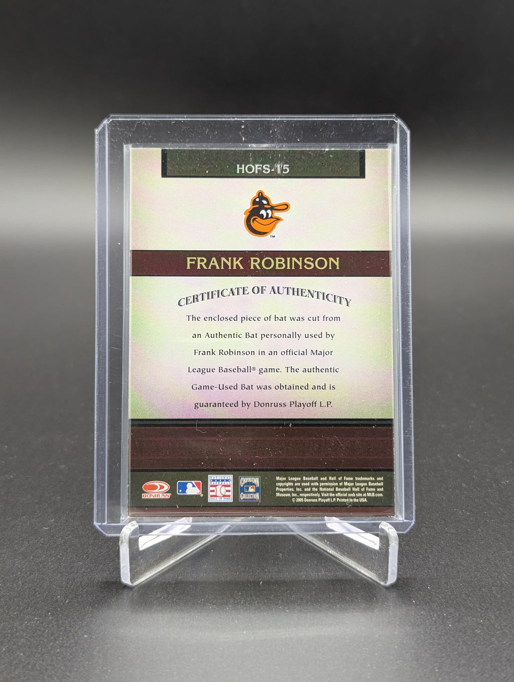 2005 Donruss Greats HOF Souvenirs #HOFS-15 Frank Robinson