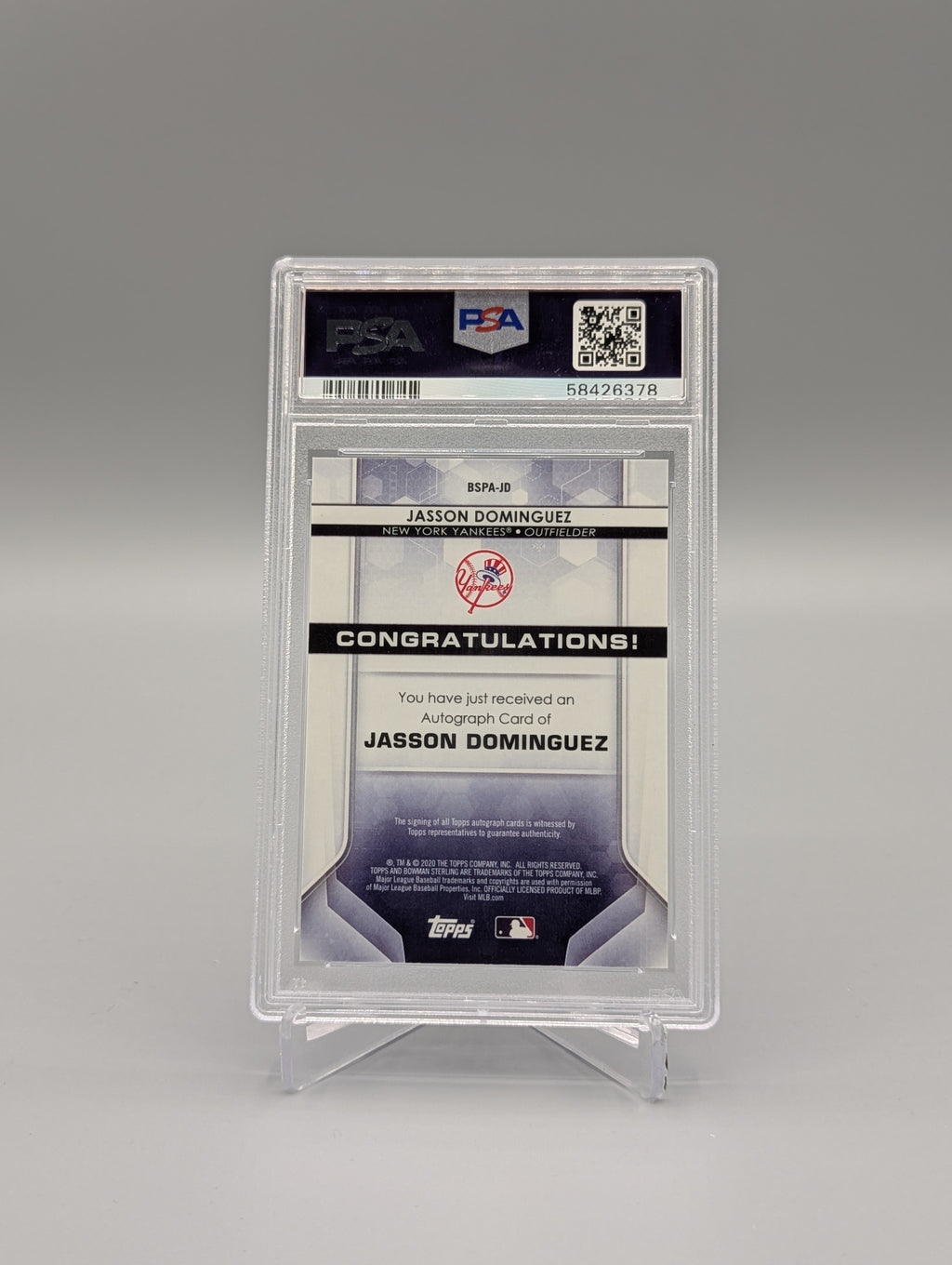 2020 Bowman Sterling #JD Jasson Dominguez Auto PSA 10 Yankees