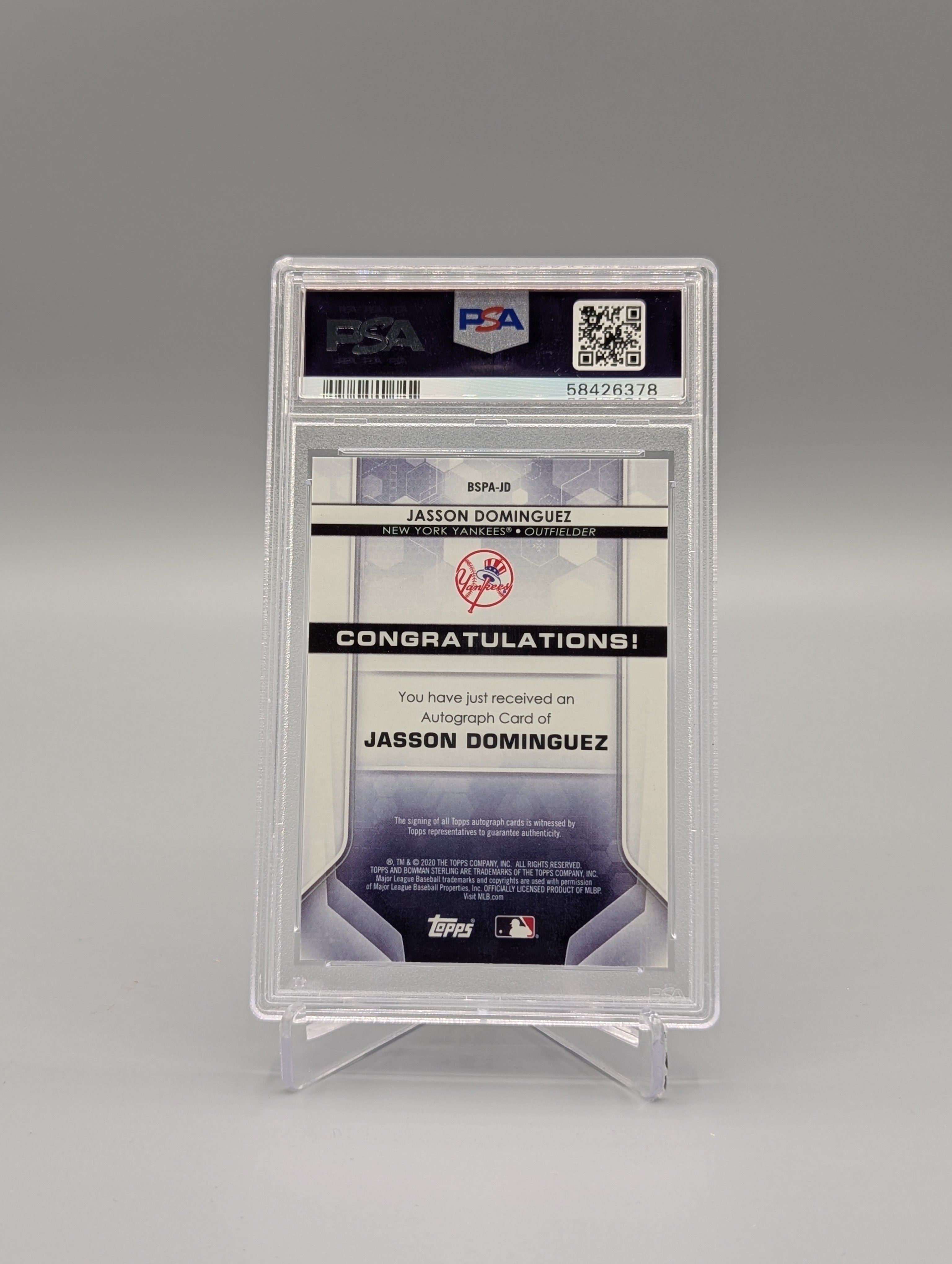 2020 Bowman Sterling #JD Jasson Dominguez Auto PSA 10 Yankees