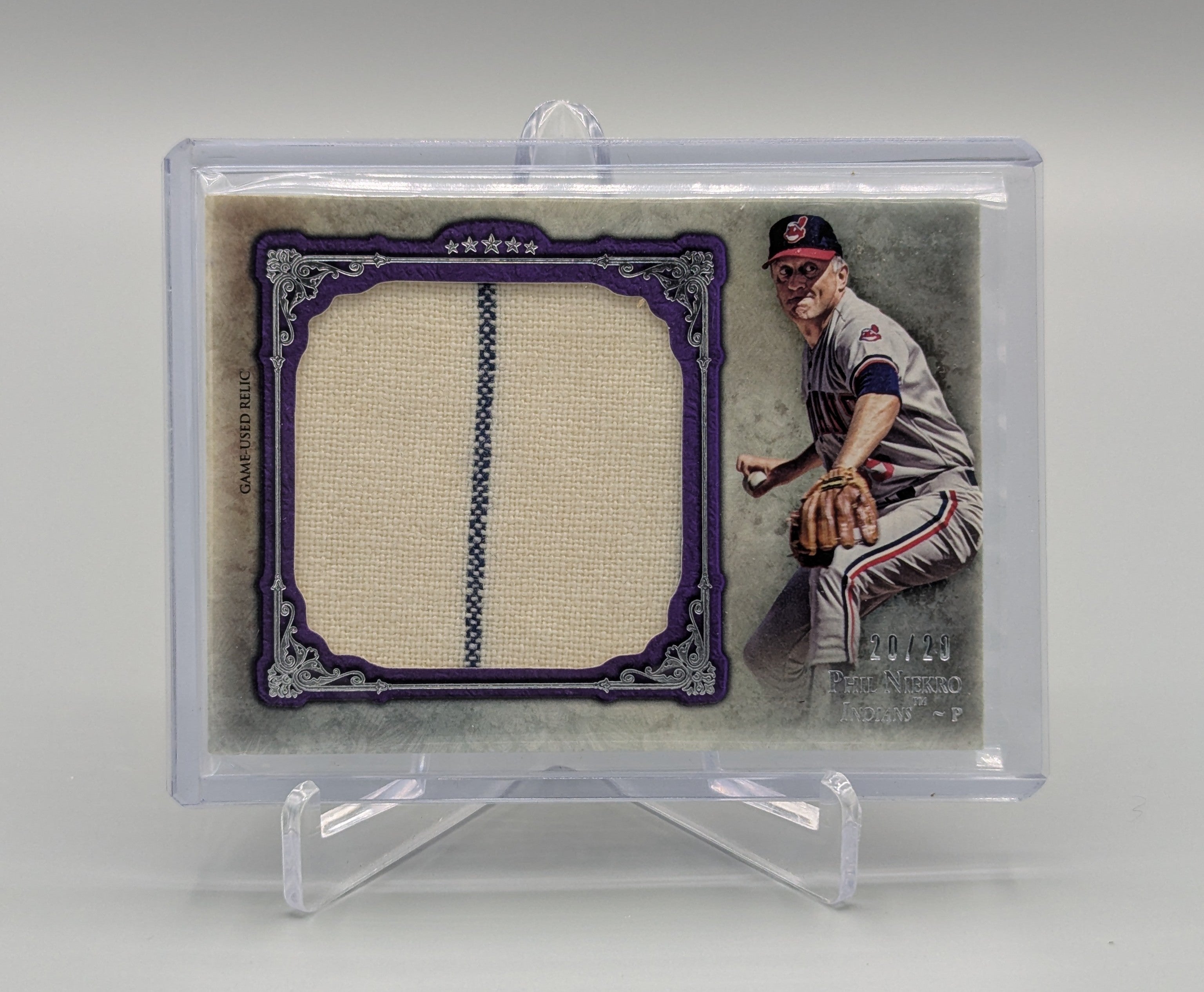 2013 Topps Five Star Jumbo Jersey Purple #FSJJR-PN Phil Niekro #20/20 Indians