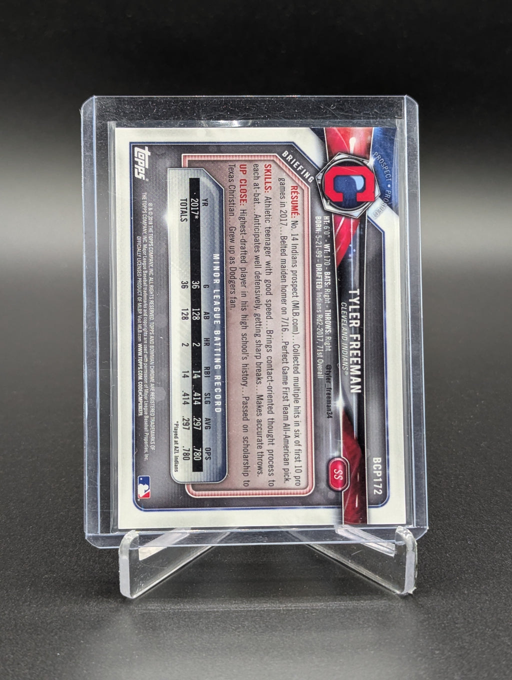 2018 Bowman Chrome Purple Shimmer #BCP172 Tyler Freeman 655/655