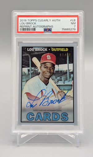2018 Topps Clearly Authentic Auto #LB Lou Brock #/99 PSA Cardinals