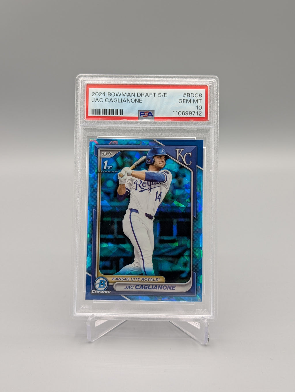 2024 Bowman Chrome Sapphire #BDC8 Jac Caglianone PSA 10 Royals