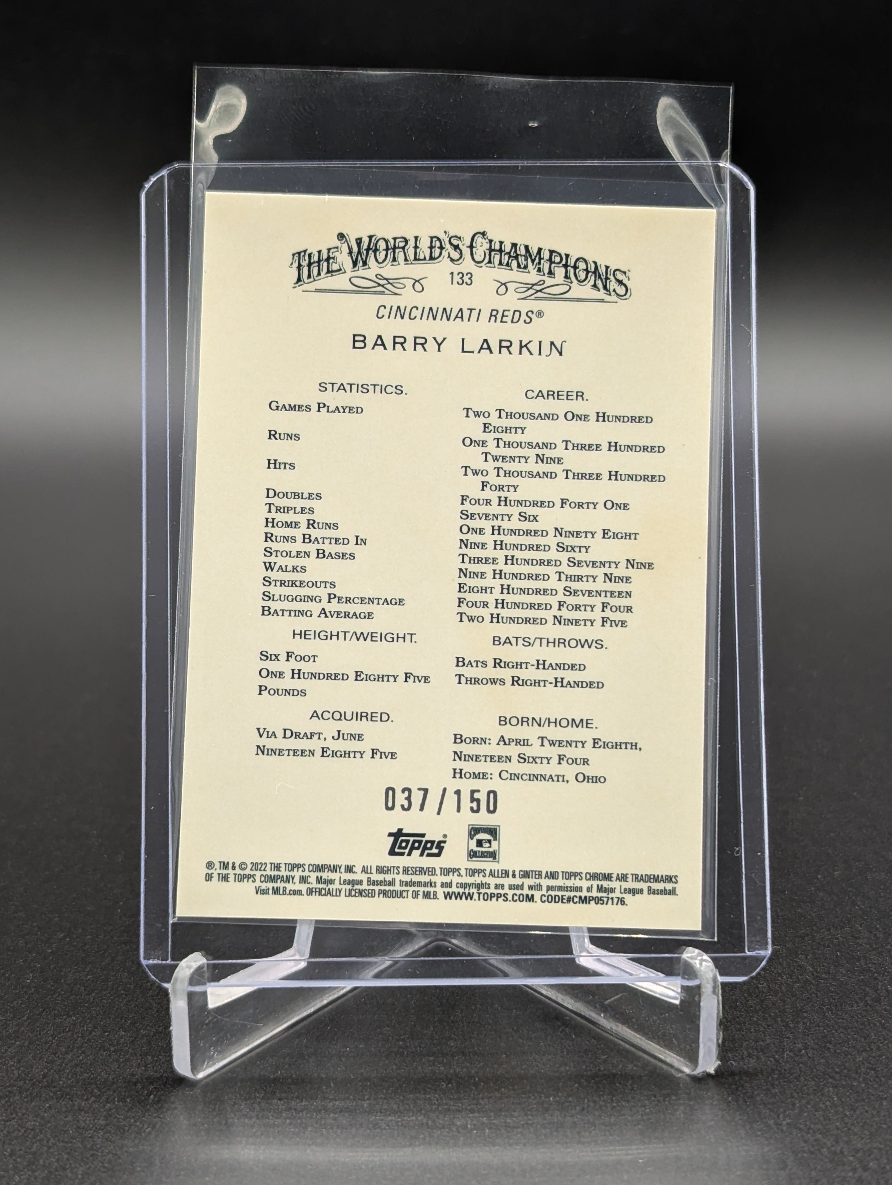 2022 Topps Allen & Ginter Chrome Blue /150 #133 Barry Larkin Reds