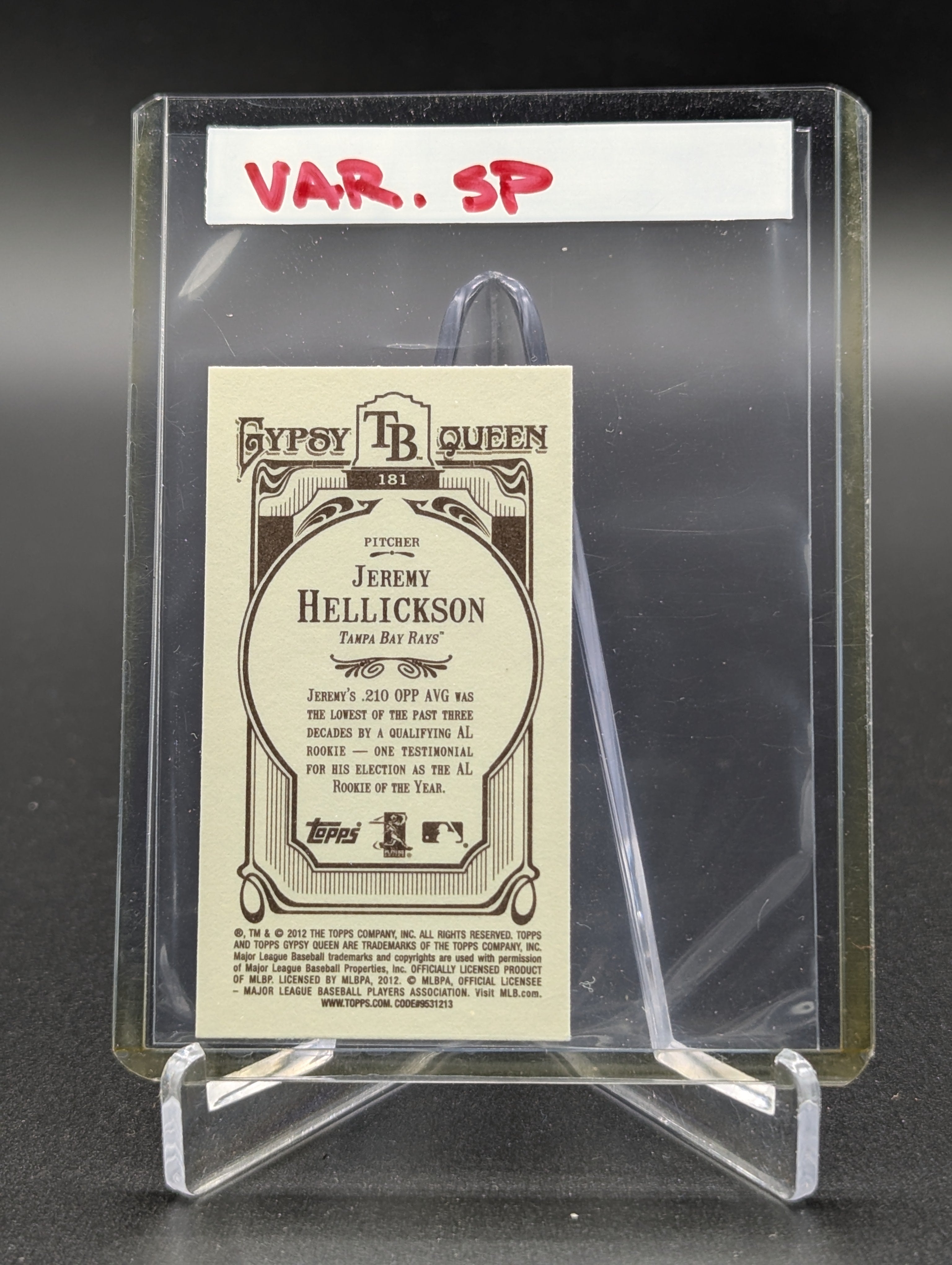 2012 Topps Gypsy Queen Mini Image Variation #181 Jeremy Hellickson