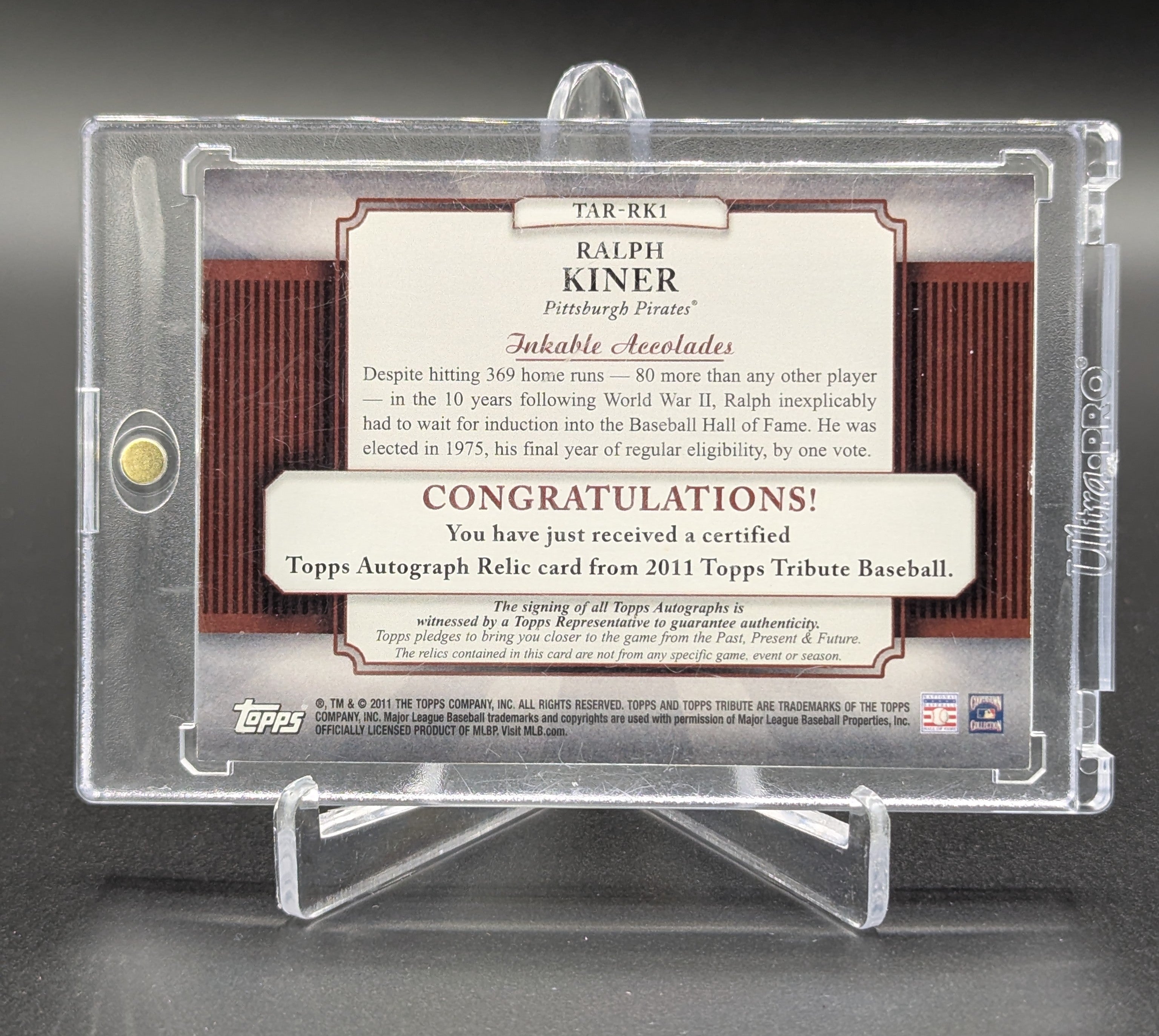 2011 Topps Tribute Inkable Accolades Green /75 #TAR-RK1 Ralph Kiner Pirates