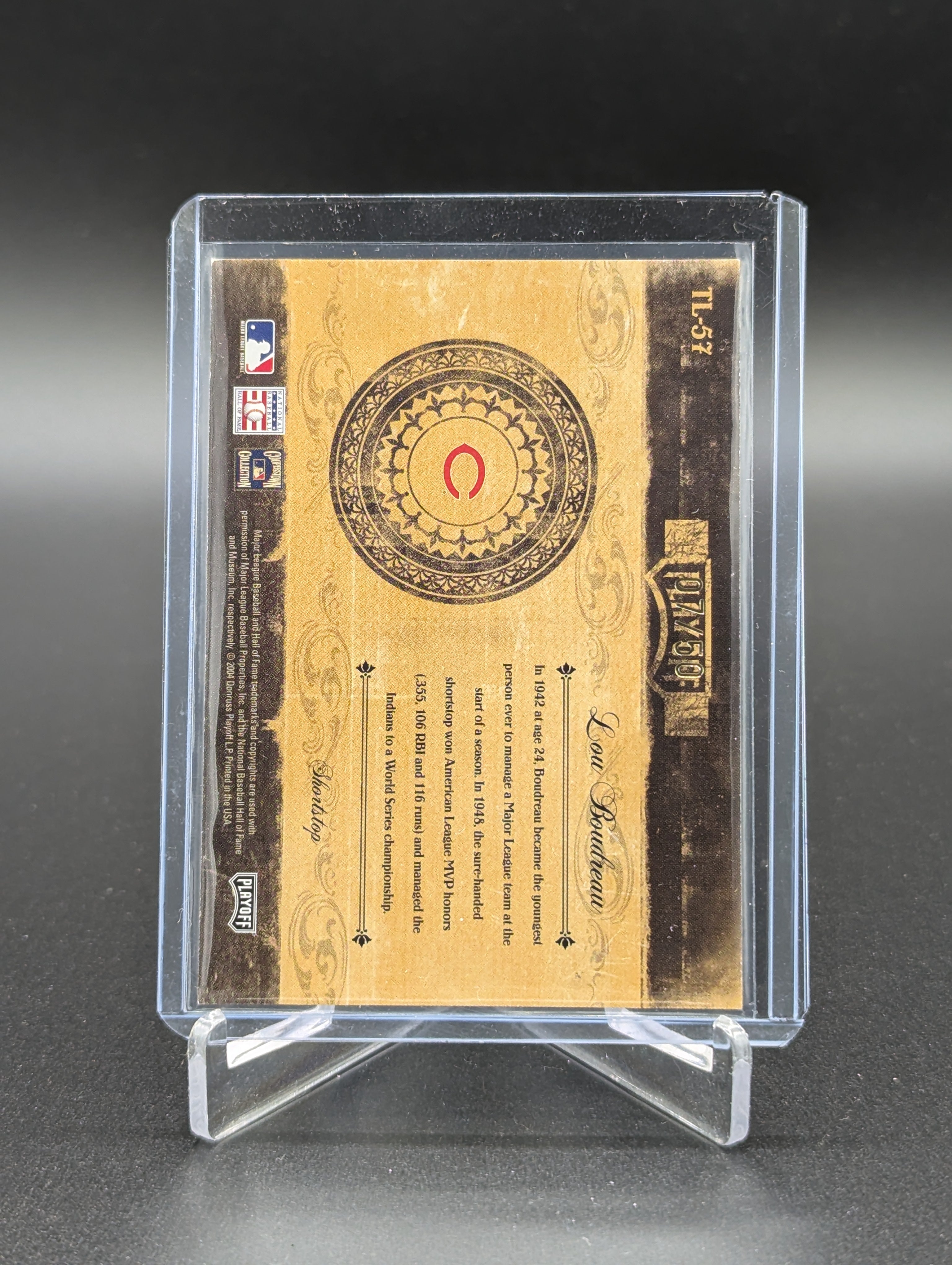 2004 Playoff Prime Cuts Timeline #TL-57 Lou Boudreau #/50 Indians