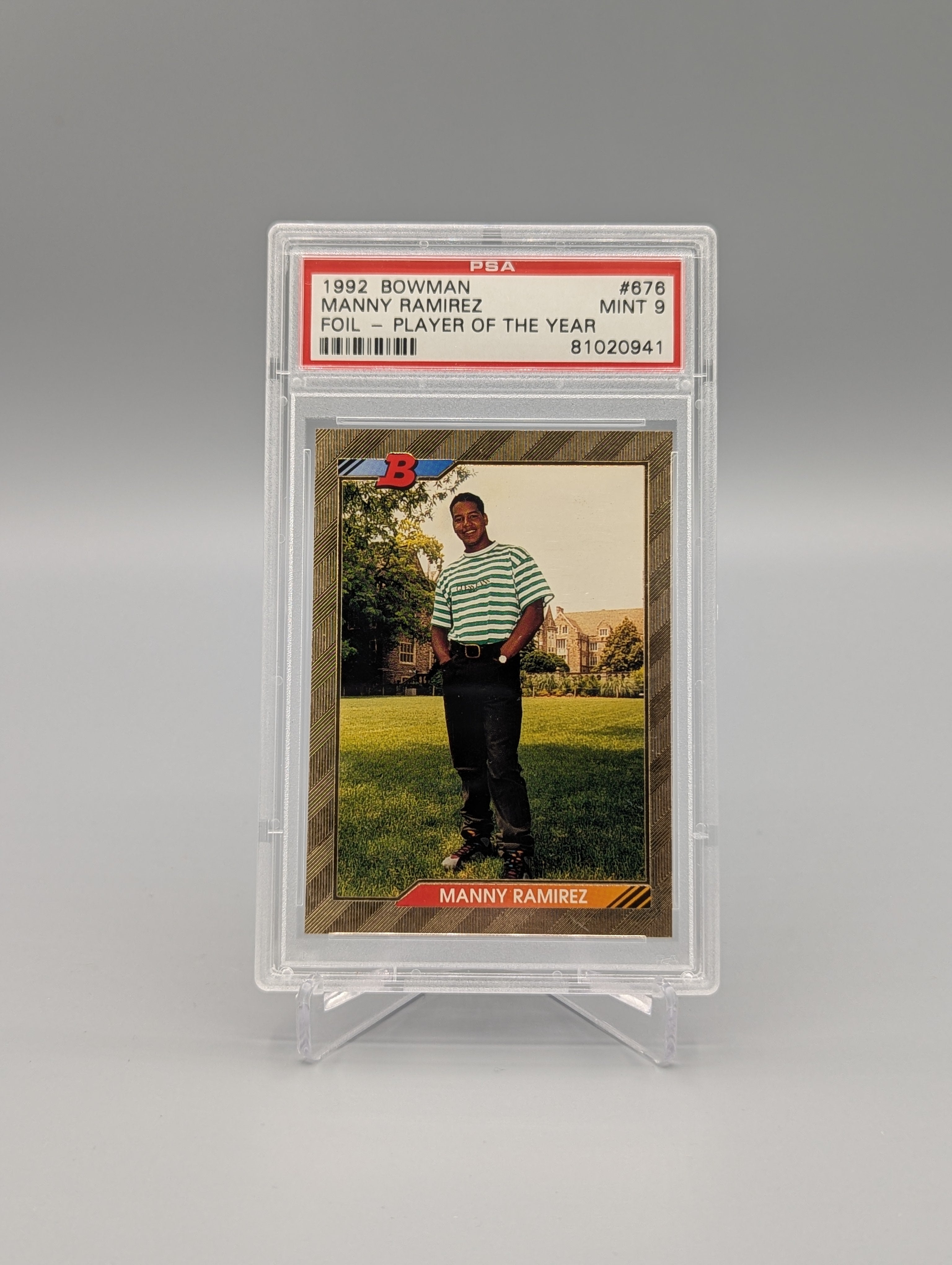 1992 Bowman Gold Foil #676 Manny Ramirez PSA 9 Indians