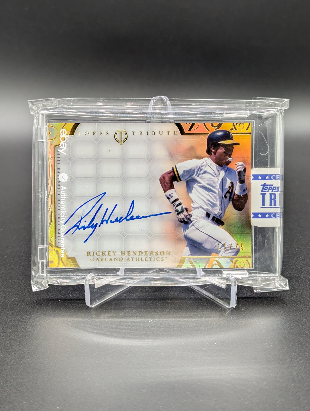 2015 Topps Tribute Gold Auto #TA-RH Rickey Henderson #/75 A's