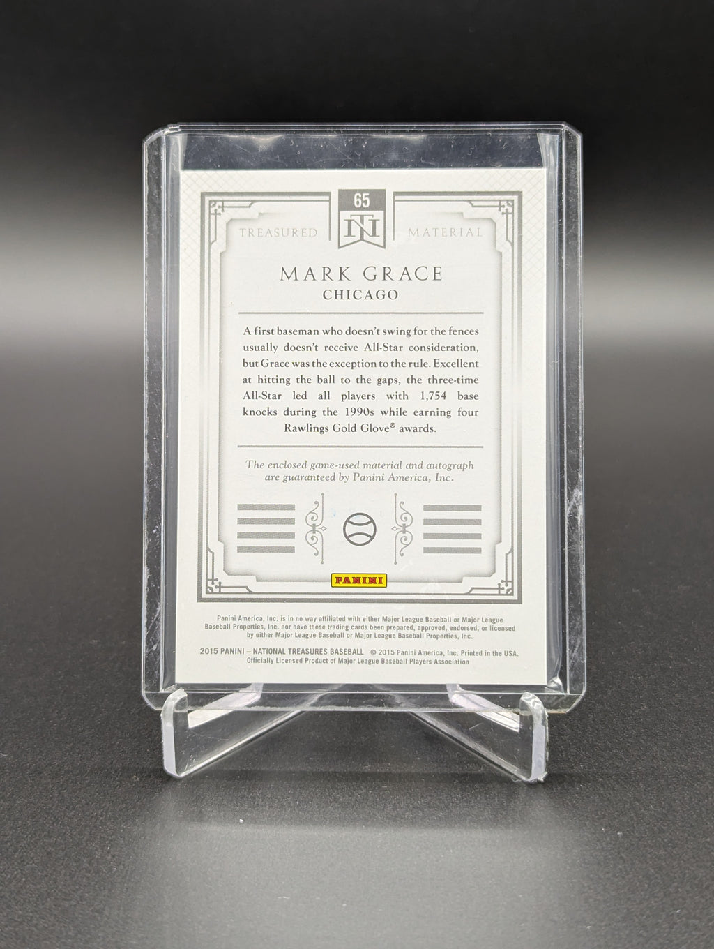 2015 National Treasures Treasured Material Auto /99 #65 Mark Grace Cubs