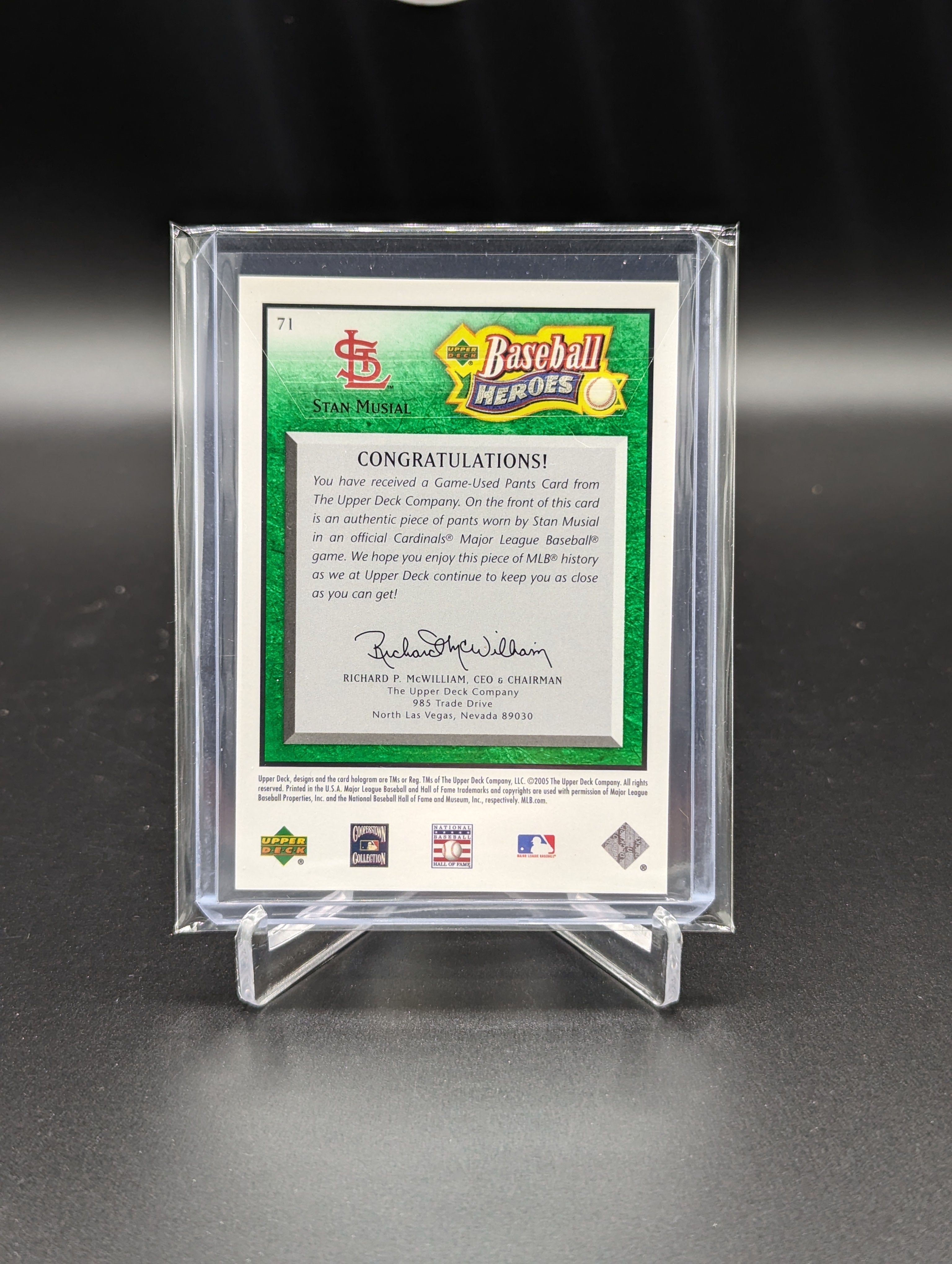 2005 Upper Deck Heroes Memorabilia Emerald #71 Stan Musial #/99 Cardinals