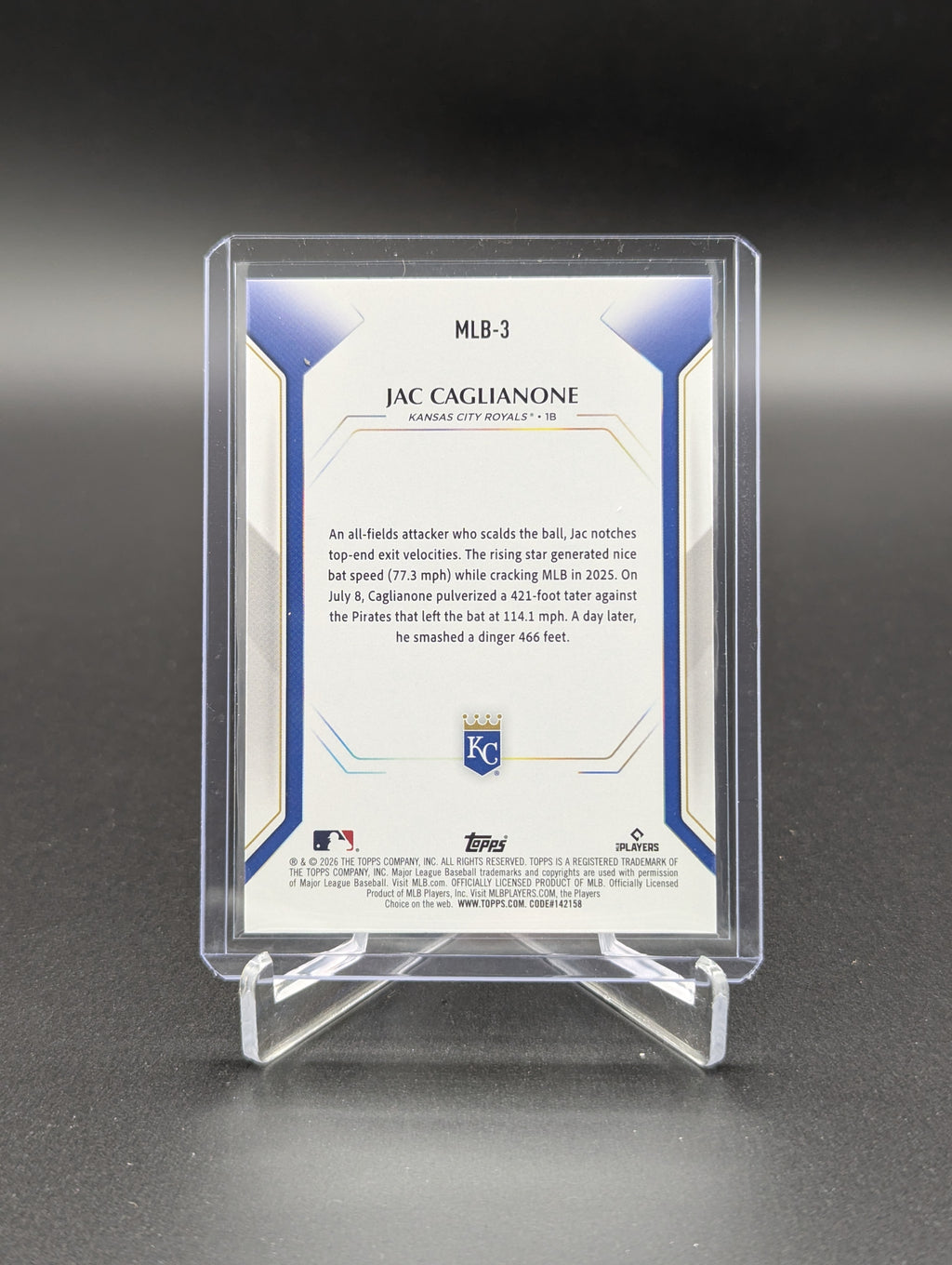 2026 Topps Collectors Kit Foil Exclusive #MLB-3 Jac Caglianone RC