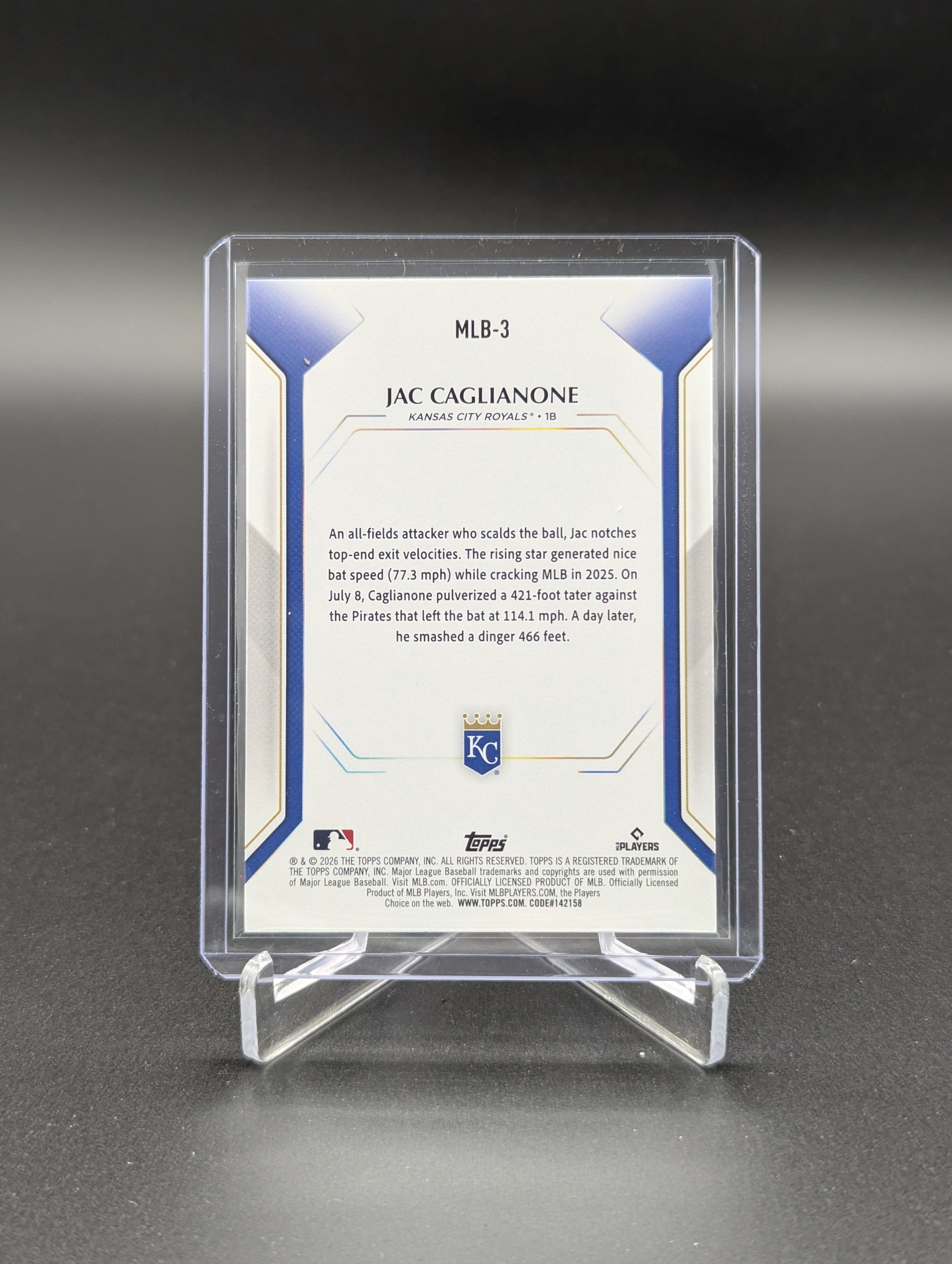 2026 Topps Collectors Kit Foil Exclusive #MLB-3 Jac Caglianone RC