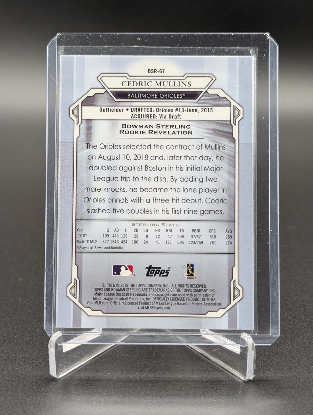 2019 Bowman Sterling RC #BSR-67 Cedric Mullins Orioles