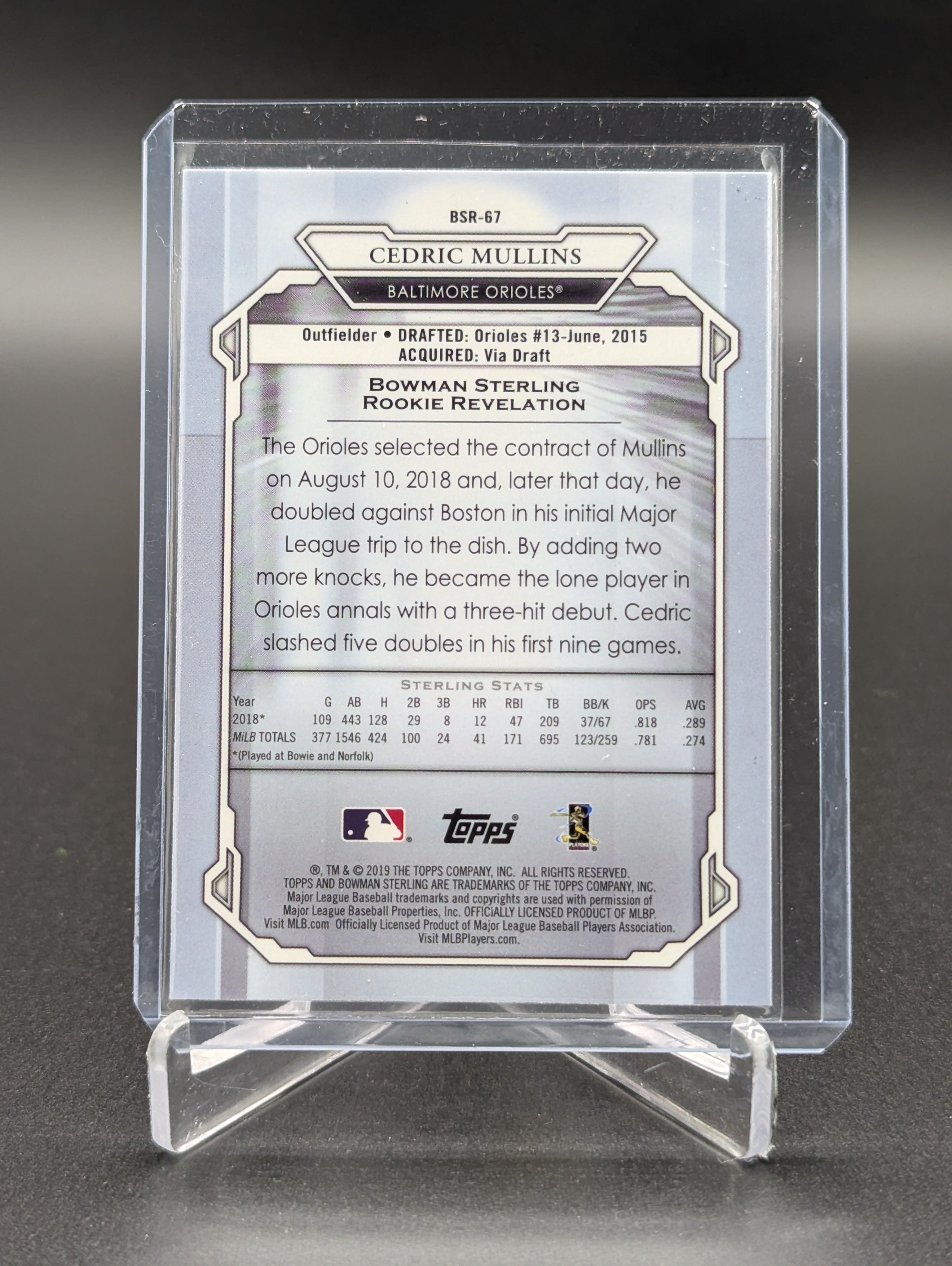 2019 Bowman Sterling RC #BSR-67 Cedric Mullins Orioles