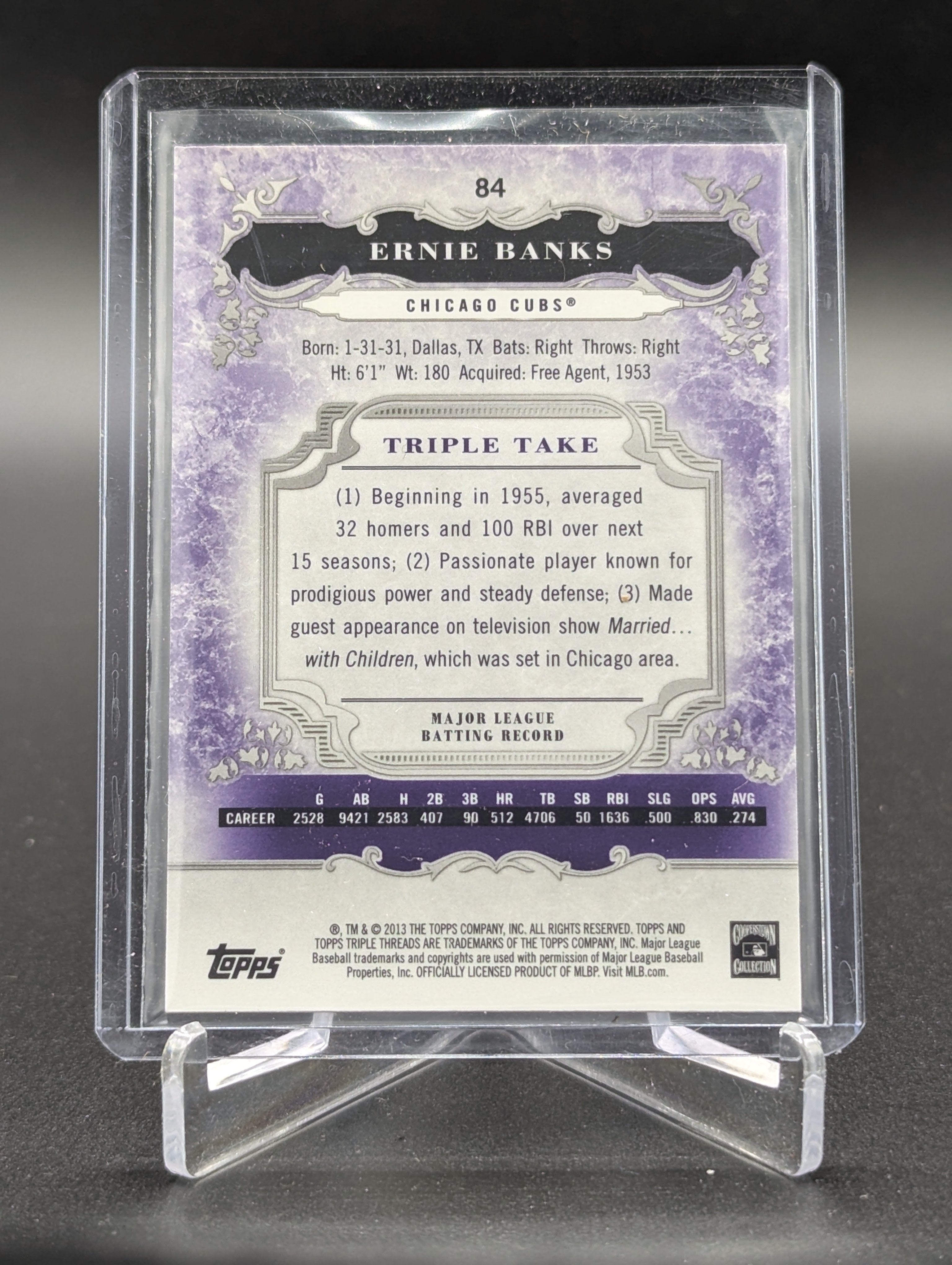 2013 Topps Triple Threads Amethyst #84 Ernie Banks #/650 Cubs