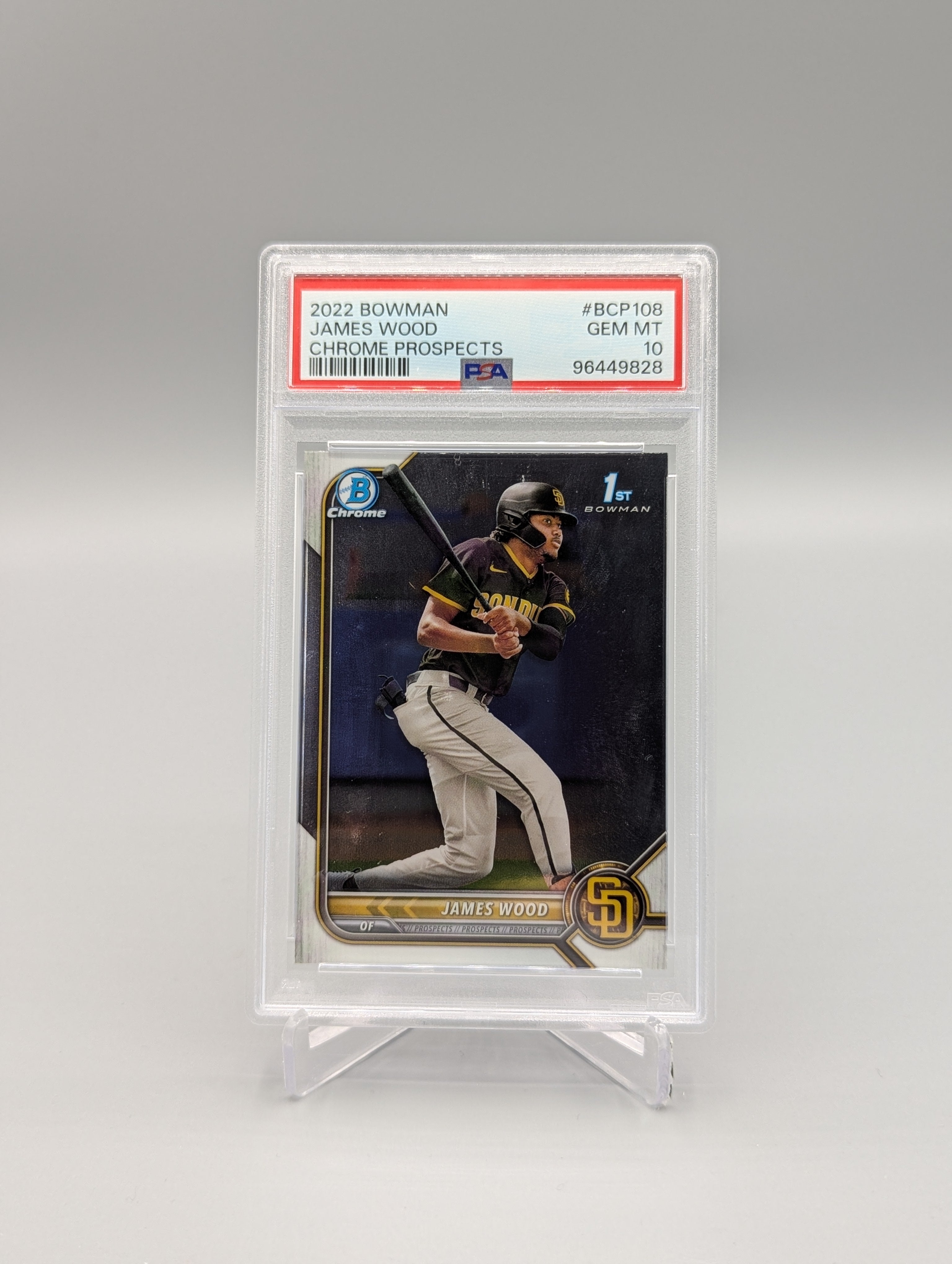 2022 Bowman Chrome #BCP108 James Wood Padres Nationals PSA 10
