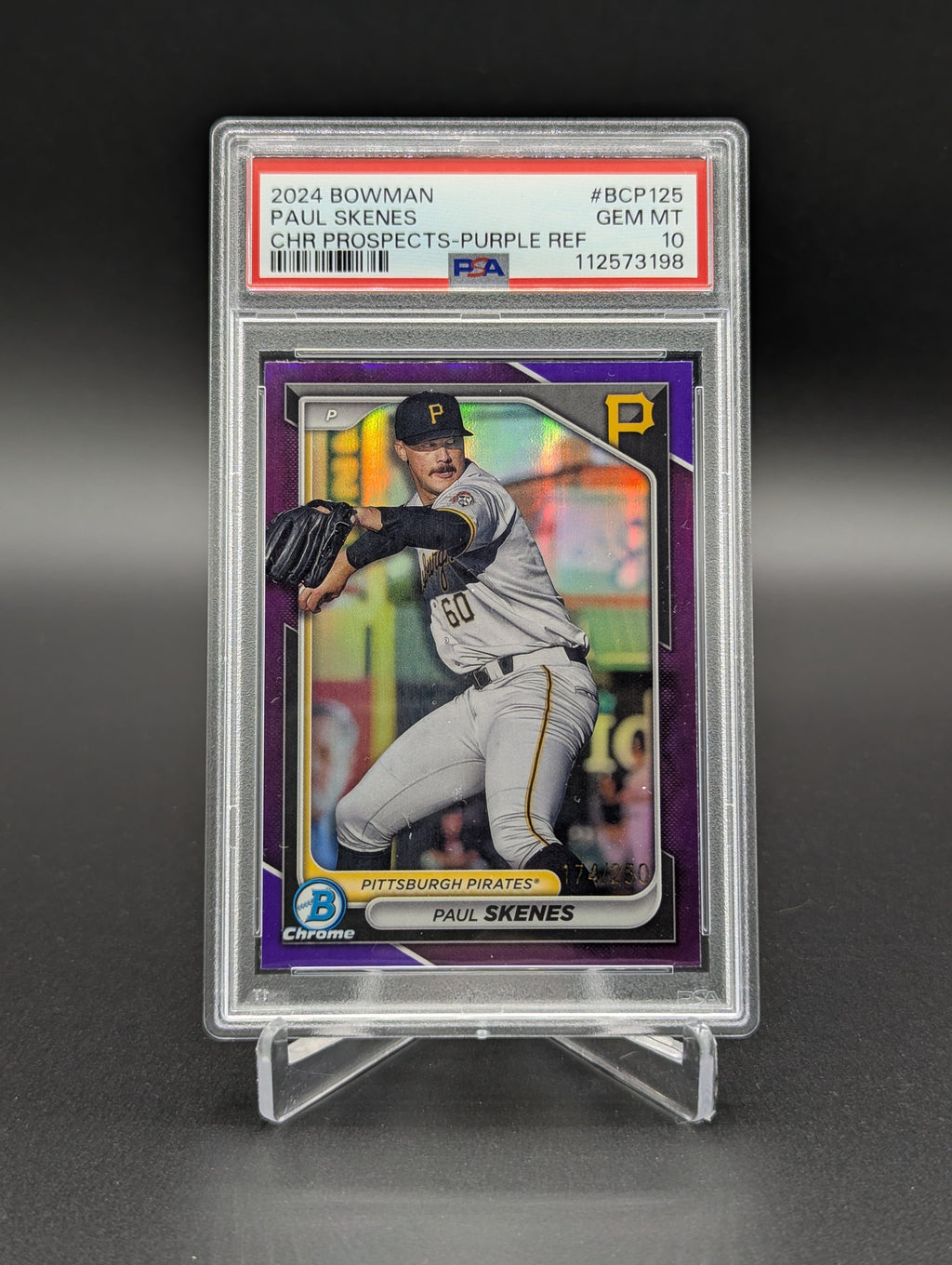 2024 Bowman Chrome Purple Refractor /250 #BCP125 Paul Skenes PSA 10