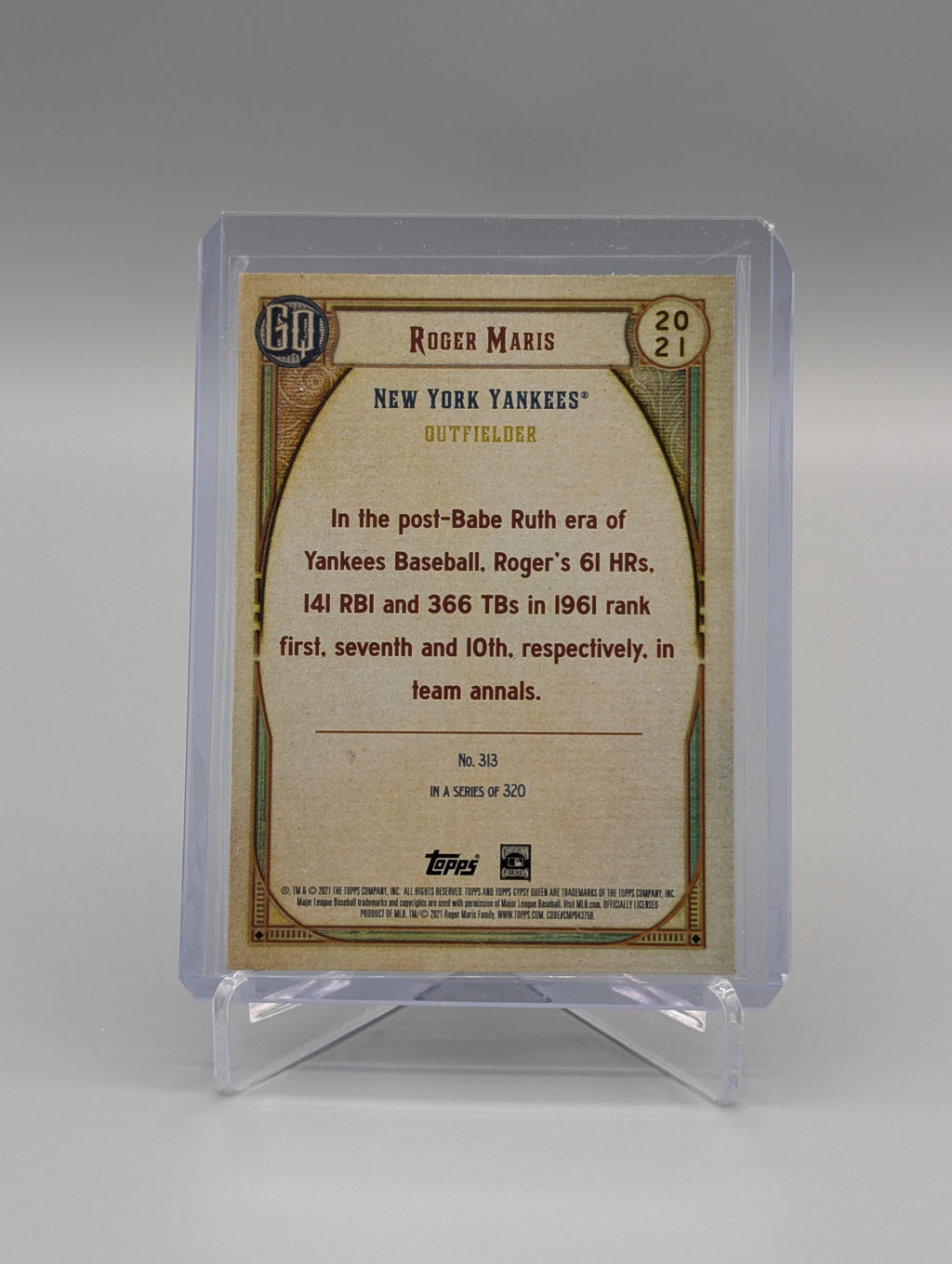 2021 Topps Gypsy Queen SP Missing Nameplate #313 Roger Maris Yankees