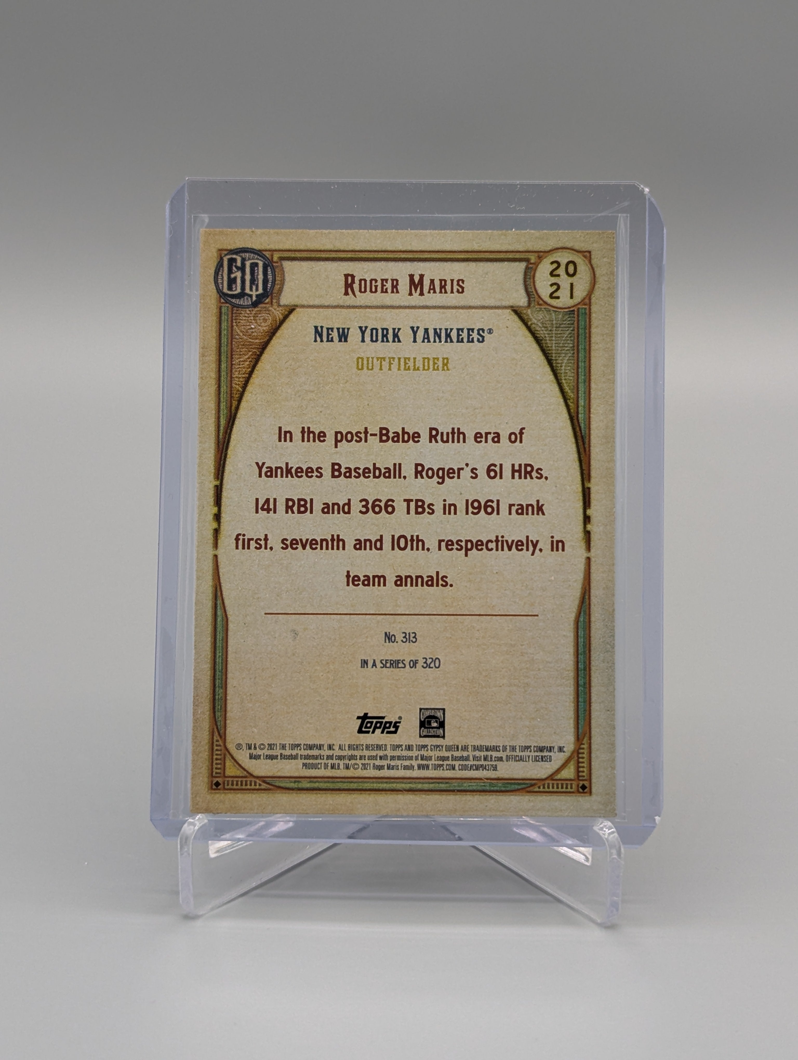 2021 Topps Gypsy Queen SP Missing Nameplate #313 Roger Maris Yankees