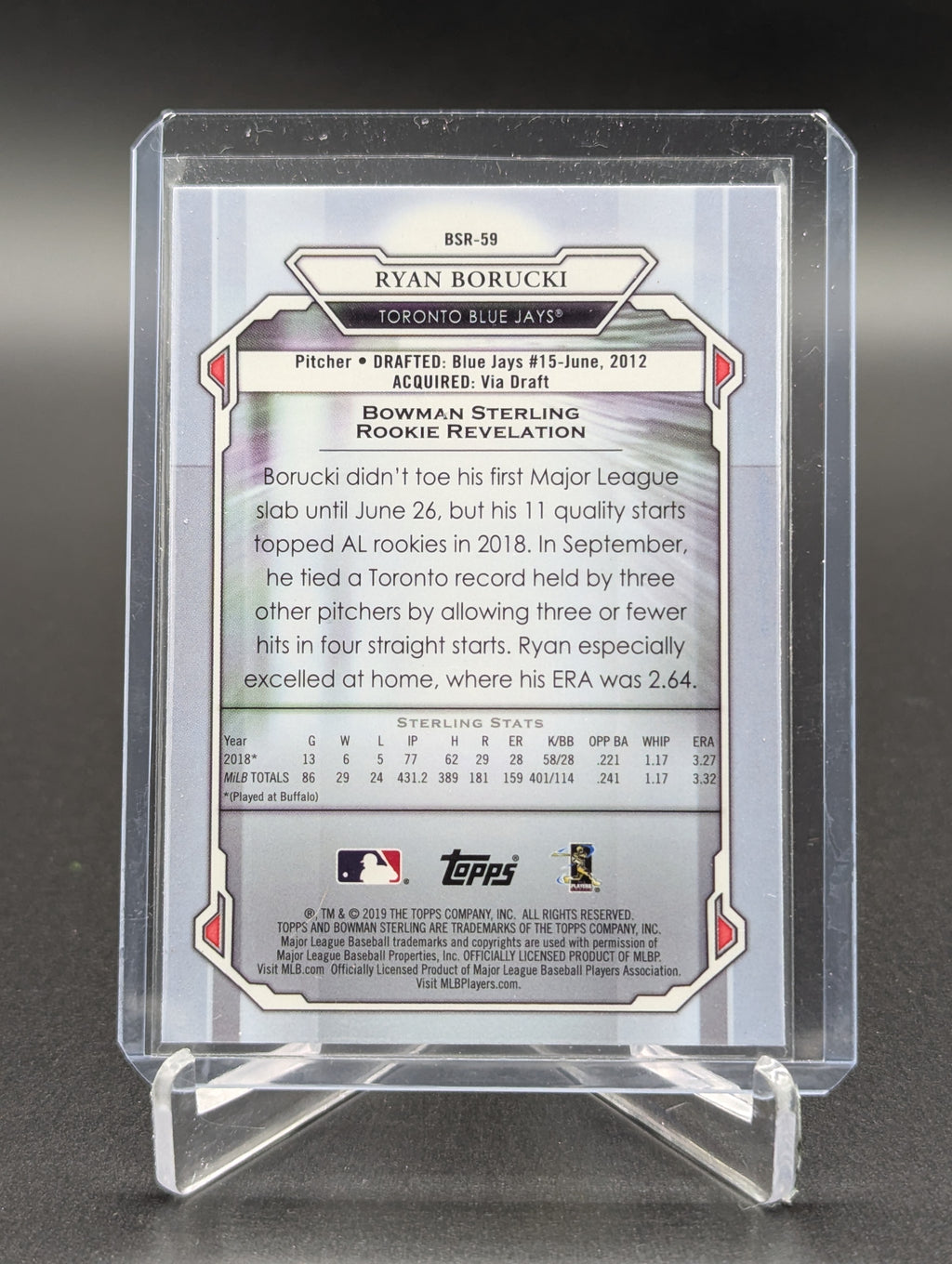 2019 Bowman Sterling RC #BSR-59 Ryan Borucki Blue Jays