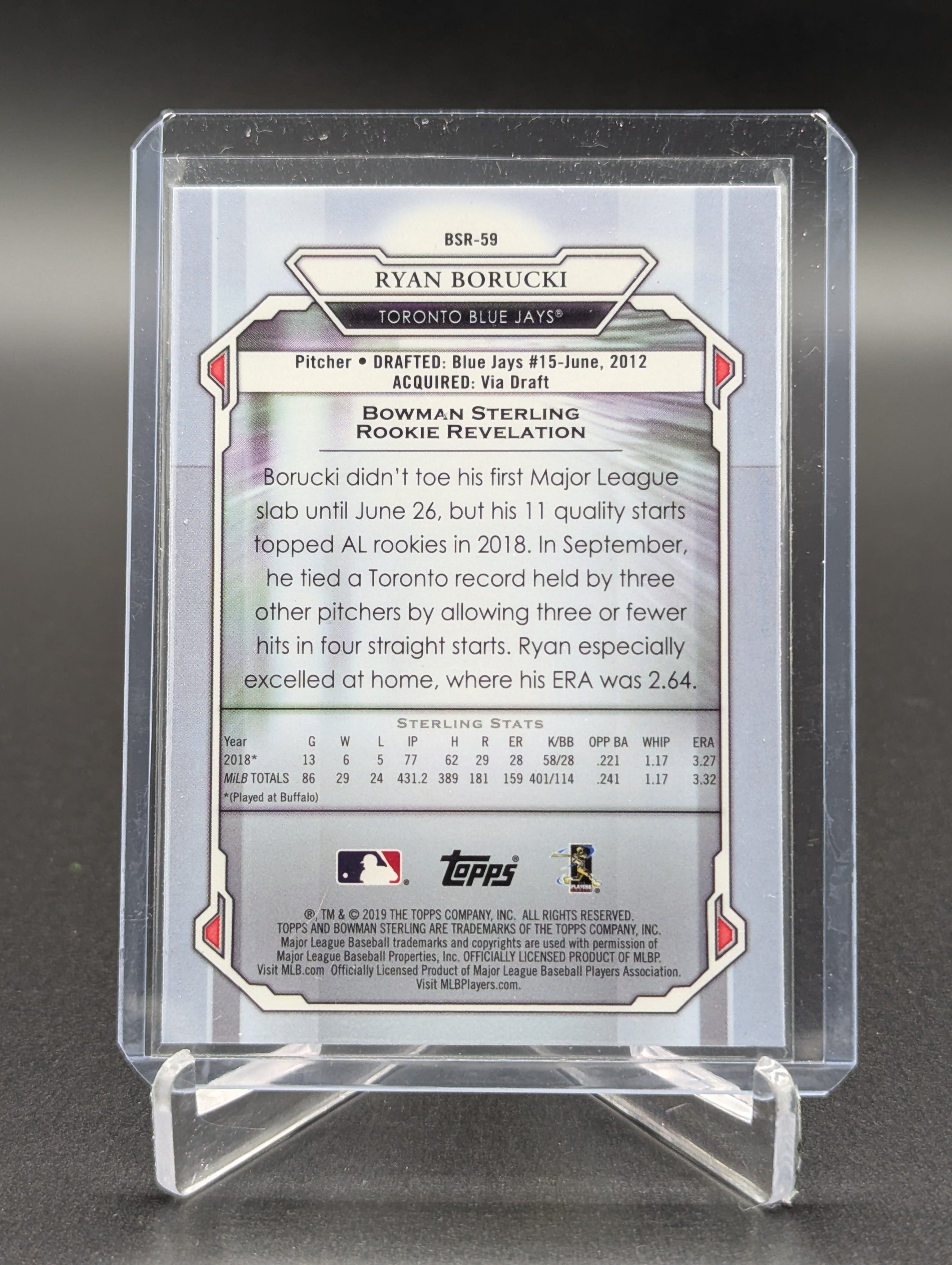 2019 Bowman Sterling RC #BSR-59 Ryan Borucki Blue Jays
