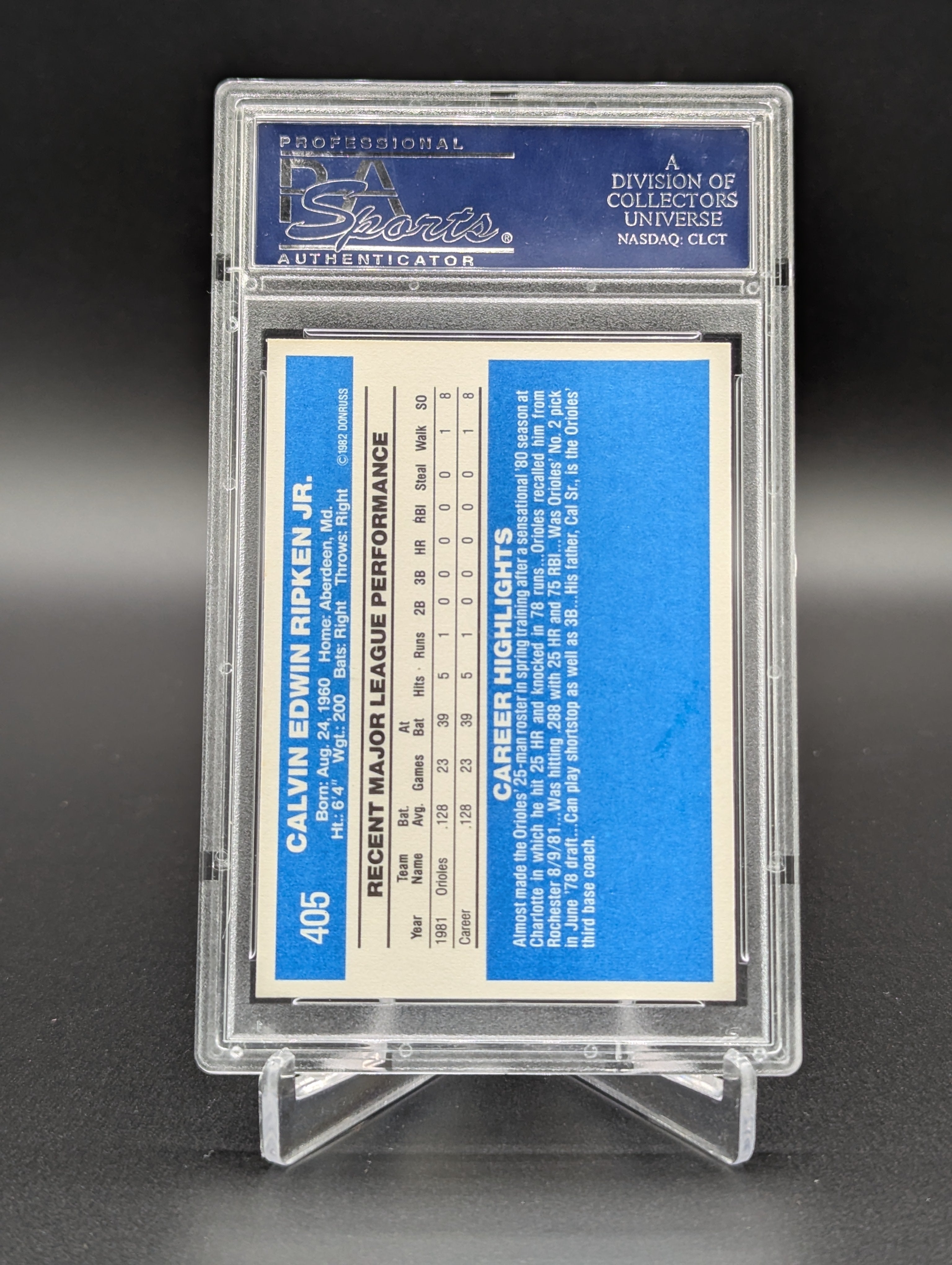 1982 Donruss #405 Cal Ripken Jr RC PSA 9 Orioles