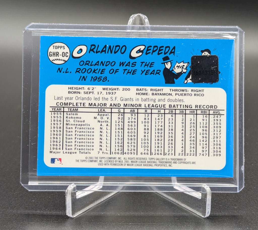 2001 Topps Gallery Heritage Game Jersey #GHR-OC Orlando Cepeda Giants
