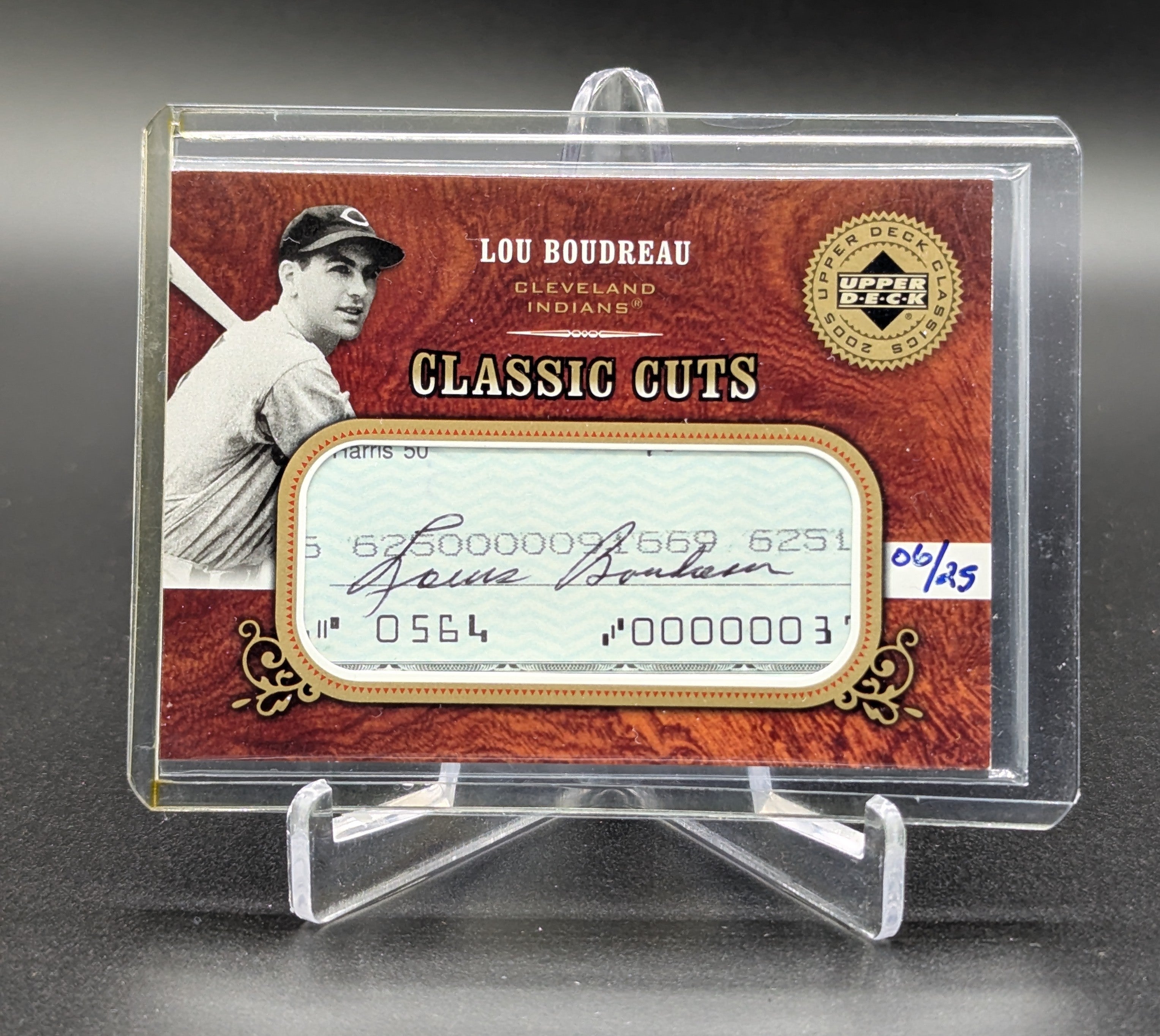 2005 Upper Deck Classics Classic Cuts /25 #CUT-LB Lou Boudreau Indians
