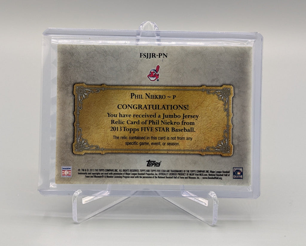 2013 Topps Five Star Jumbo Jersey Purple #FSJJR-PN Phil Niekro #20/20 Indians