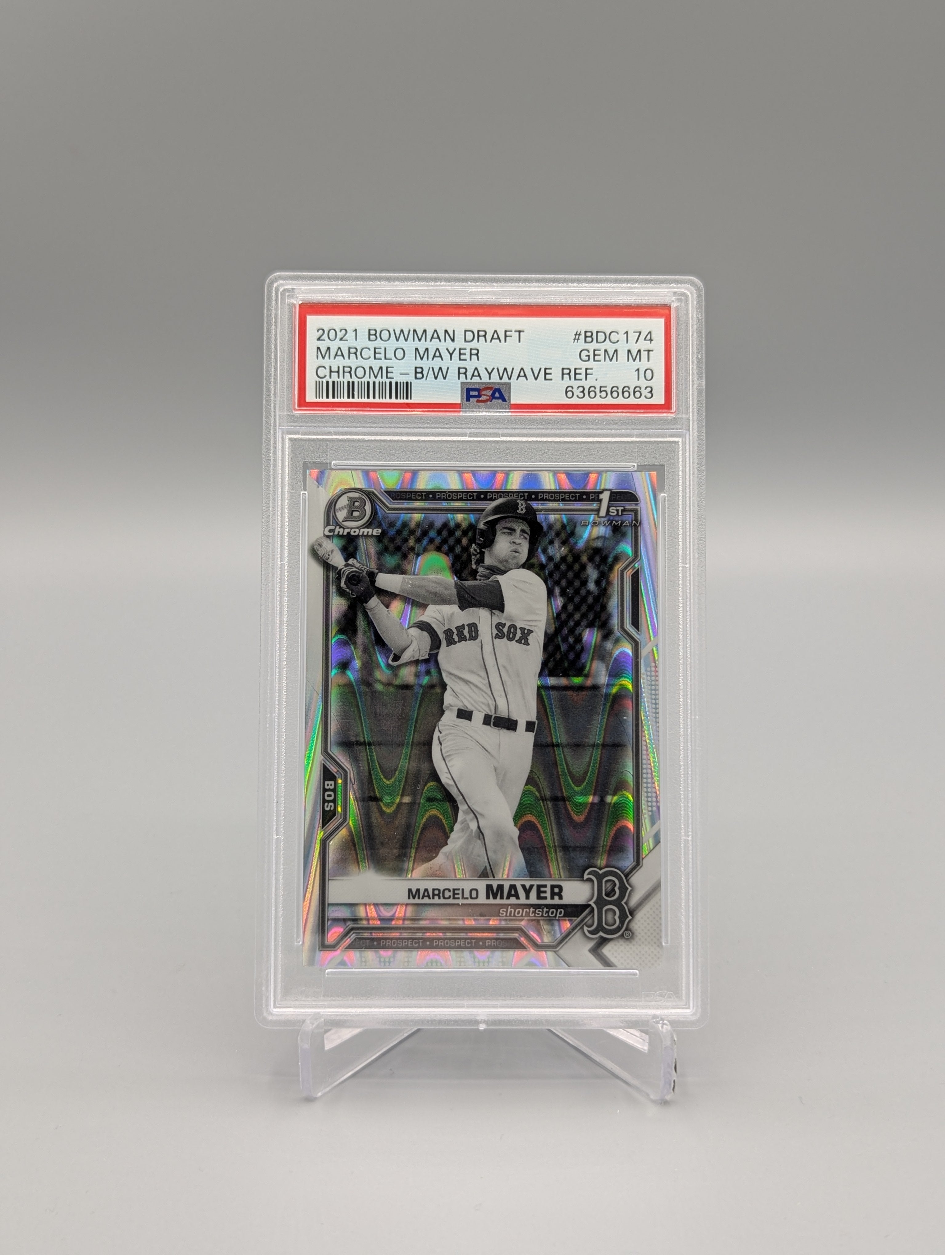 2024 Bowman Chrome B&W Raywave Ref #BDC174 Marcelo Mayer Red Sox