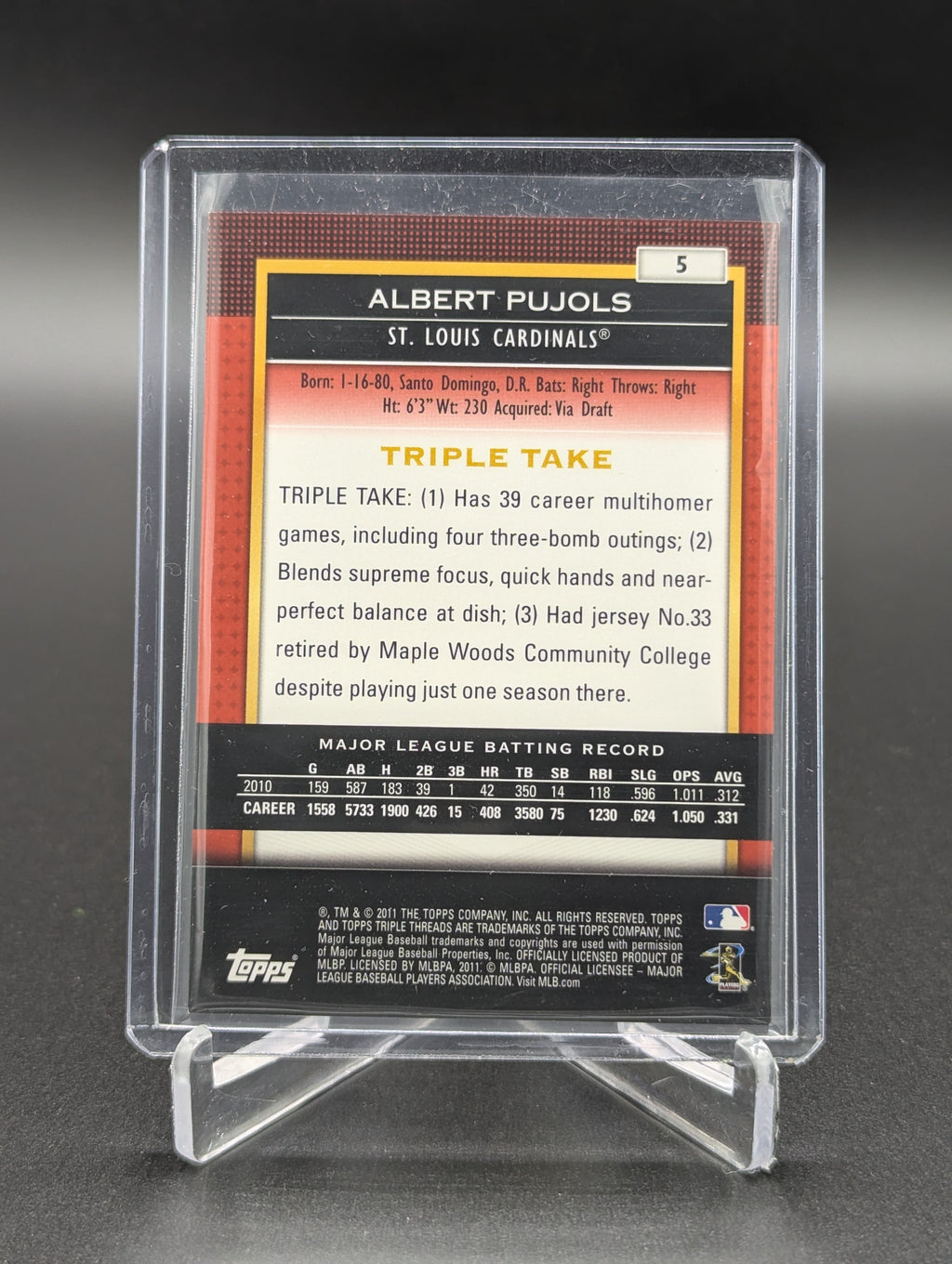 2011 Topps Triple Threads /1500 #5 Albert Pujols Cardinals