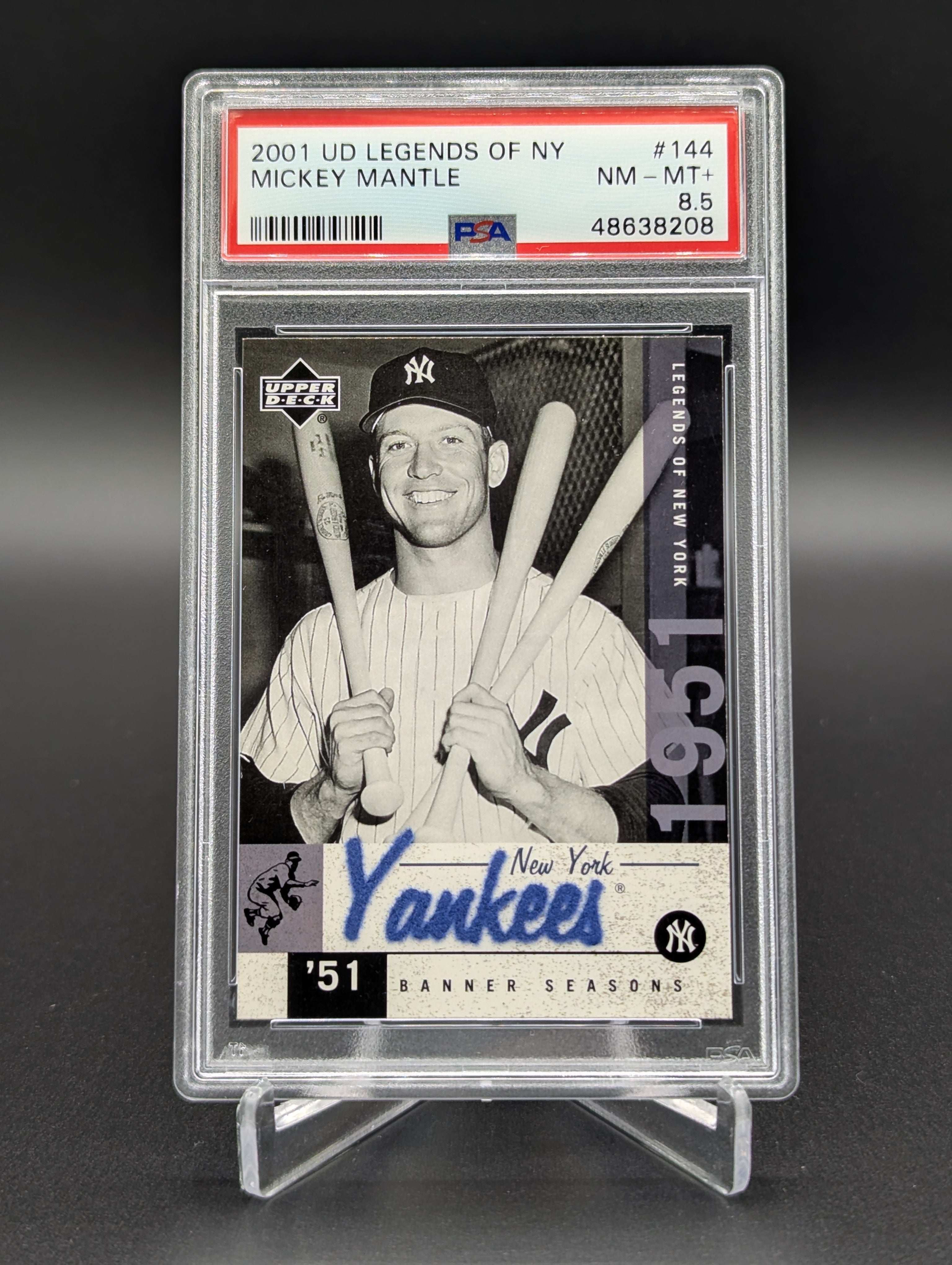 2001 UD Legends Of NY #144 Mickey Mantle Yankees PSA 8.5
