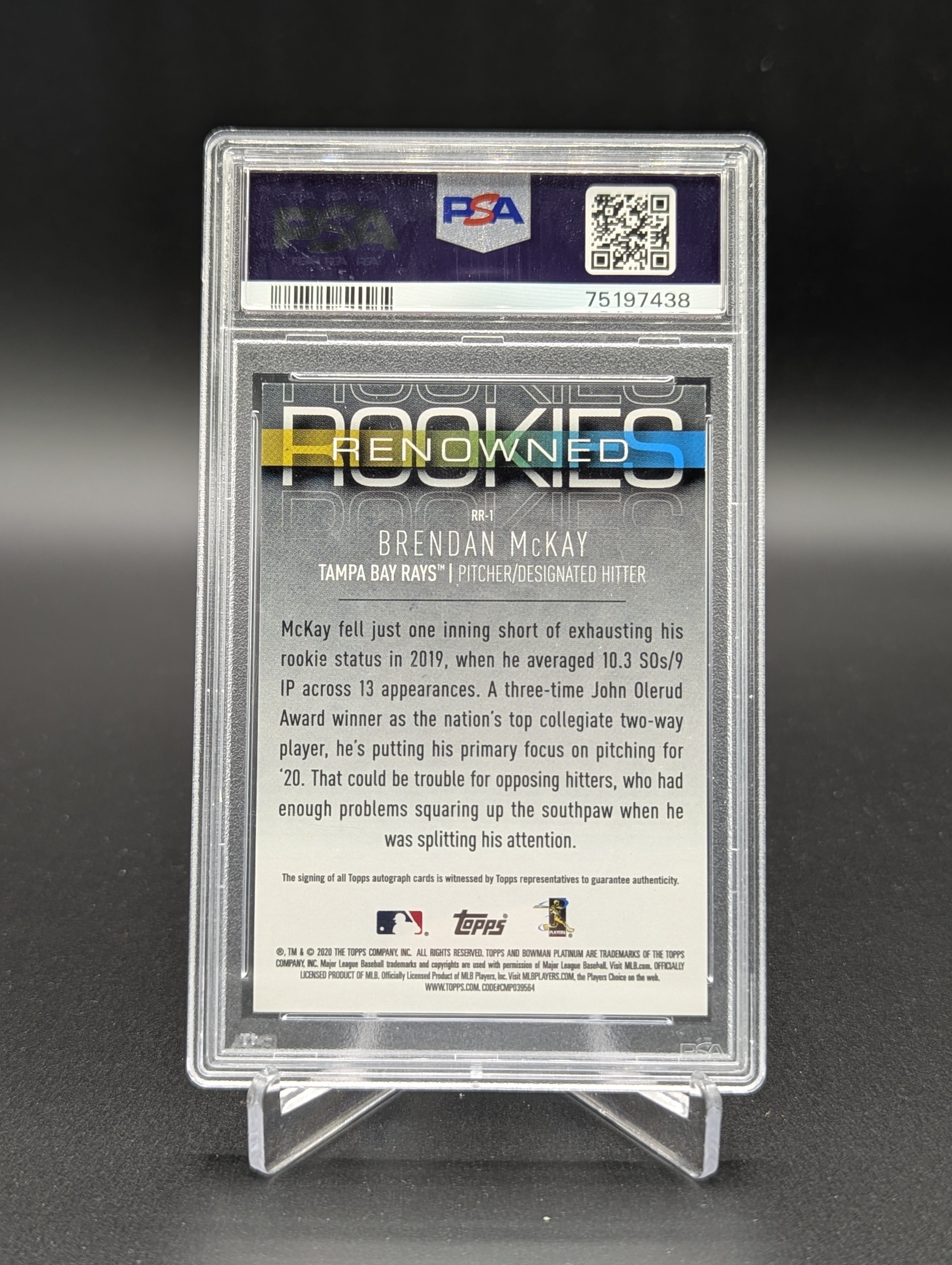 2020 Bowman Platinum FoilFractor#RR1 Brendan McKay #1/1 Rays