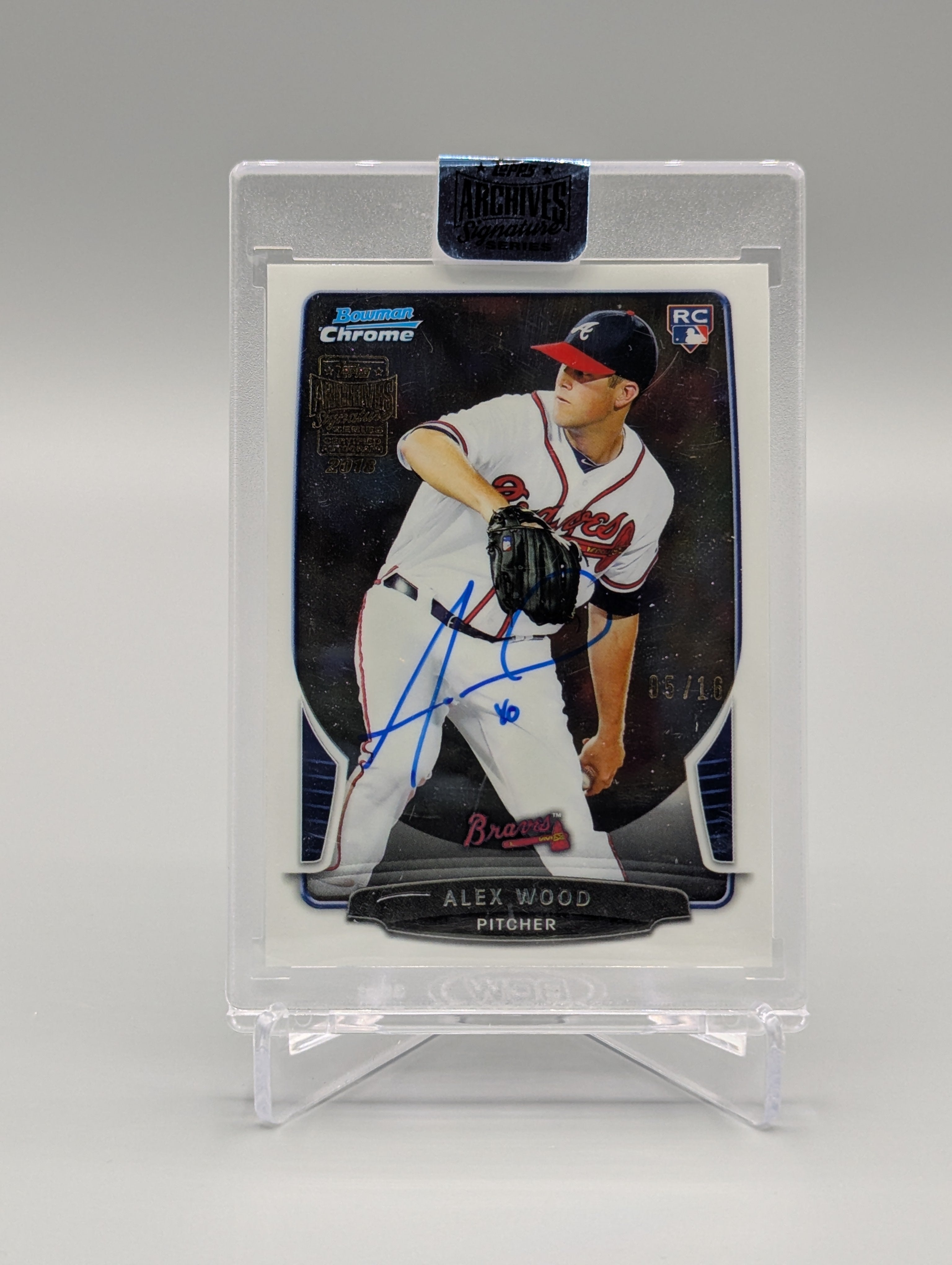 2018 Topps Archives Auto Bowman Chrome Alex Wood RC #/16 Braves