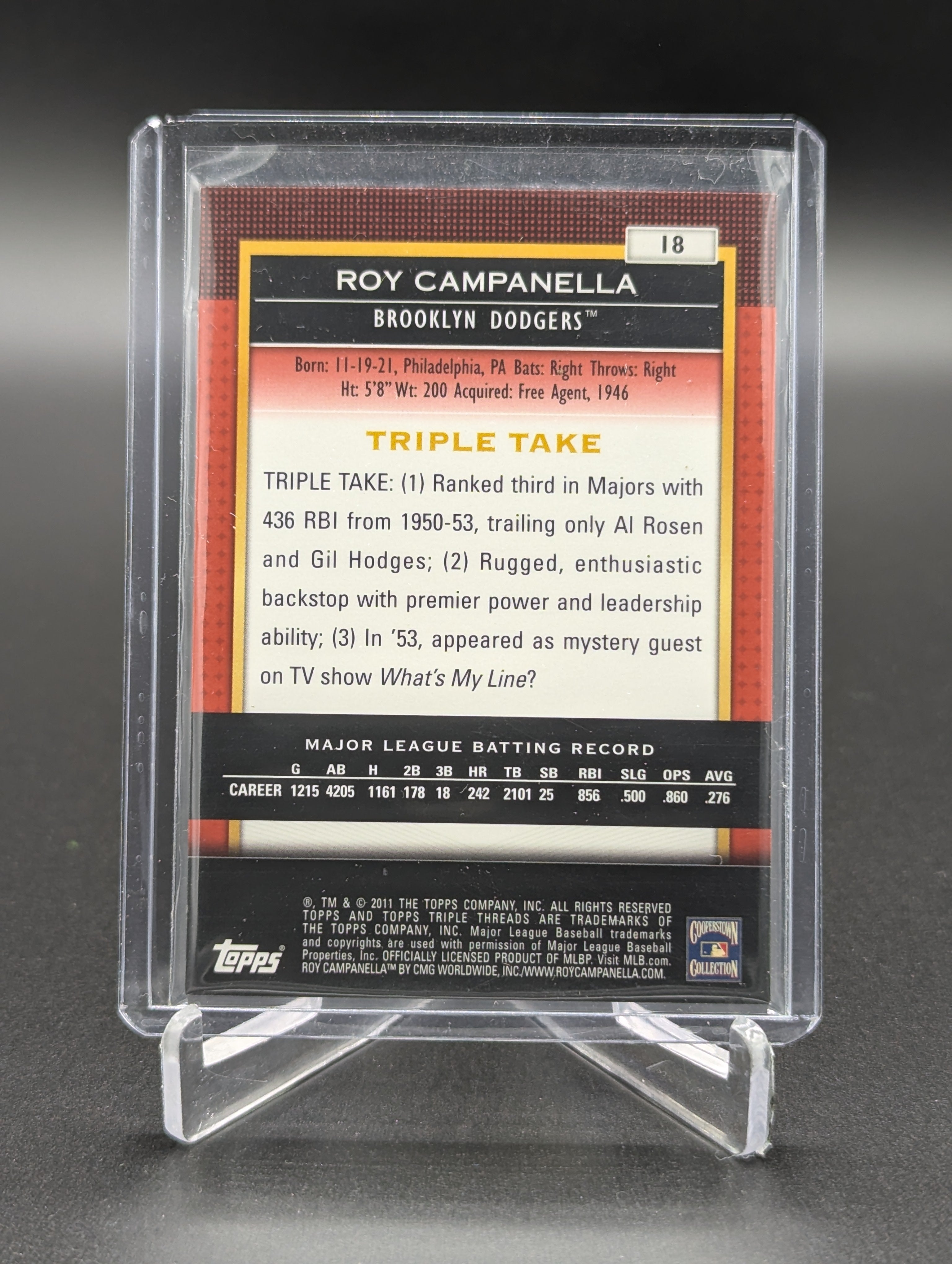 2011 Topps Triple Threads /1500 #18 Roy Campanella Dodgers