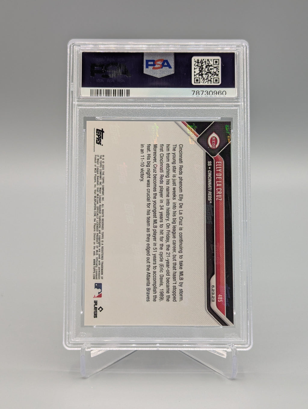 2023 Topps Now #485 Elly De La Cruz PSA 10 Reds