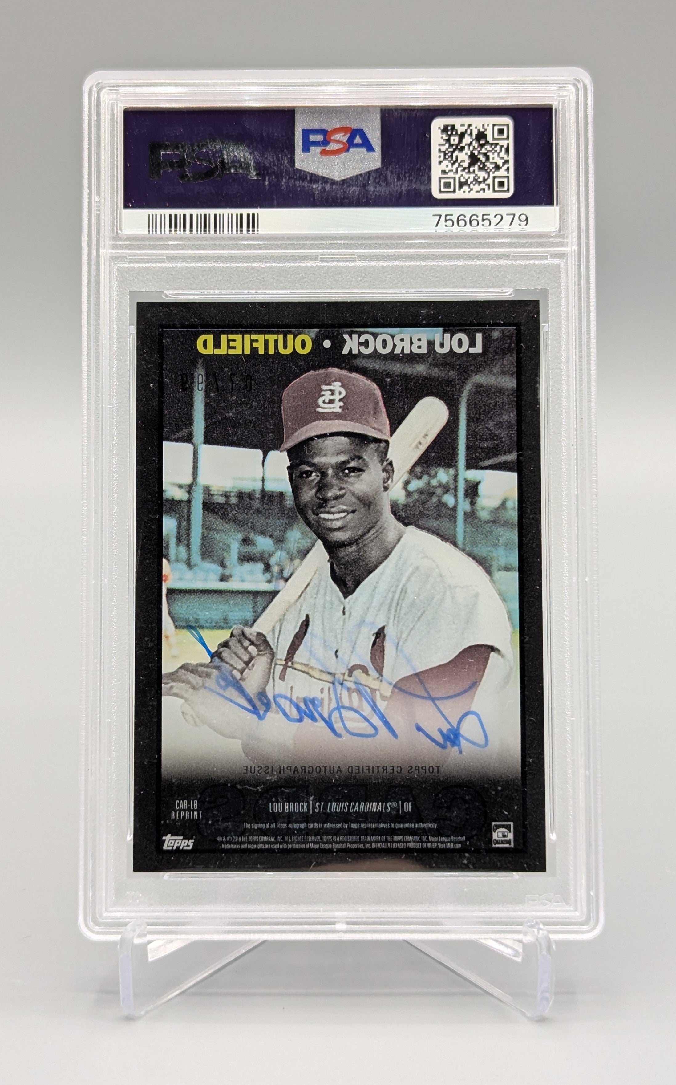 2018 Topps Clearly Authentic Auto #LB Lou Brock #/99 PSA Cardinals